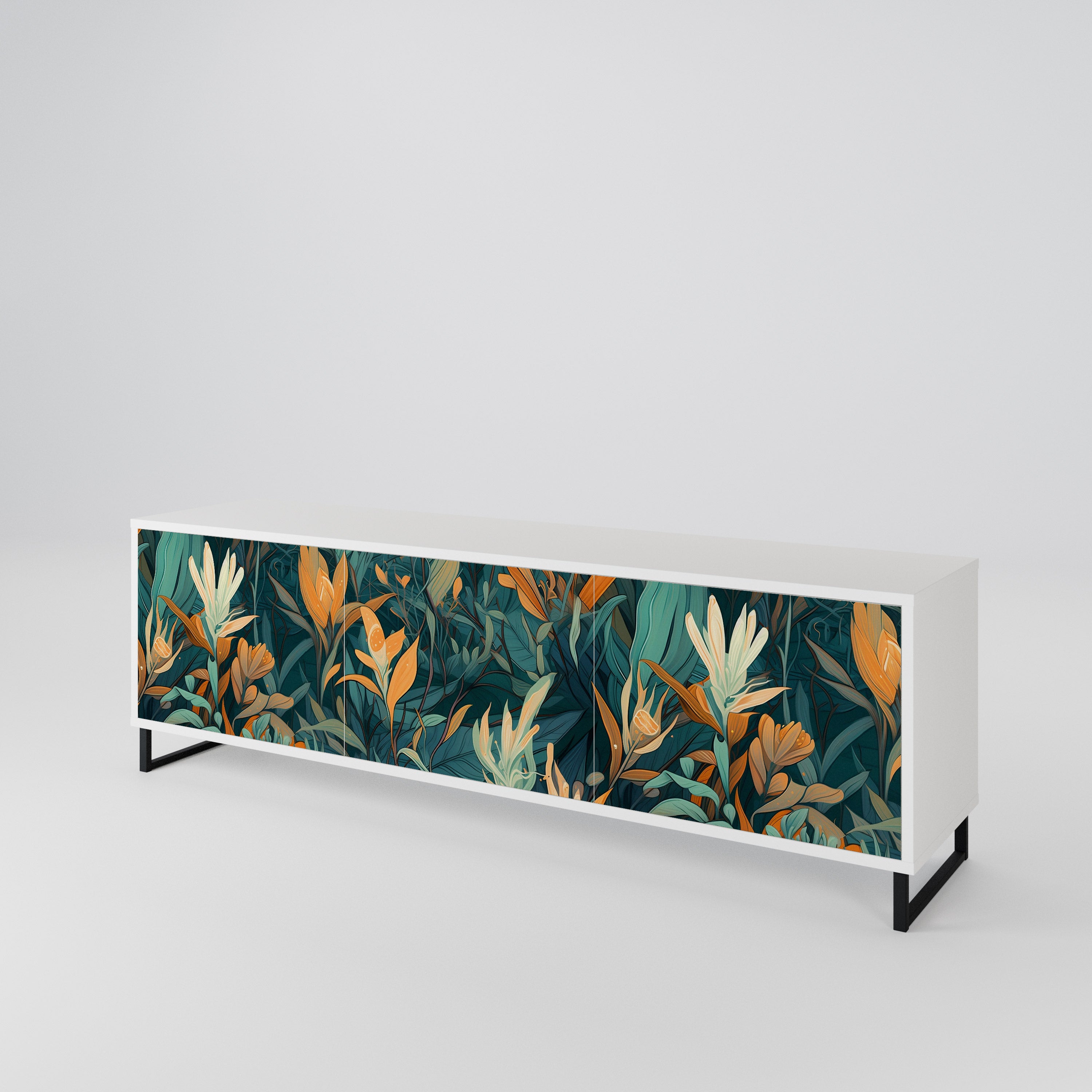FLORAL SERENITY Mueble de TV de 3 Puertas