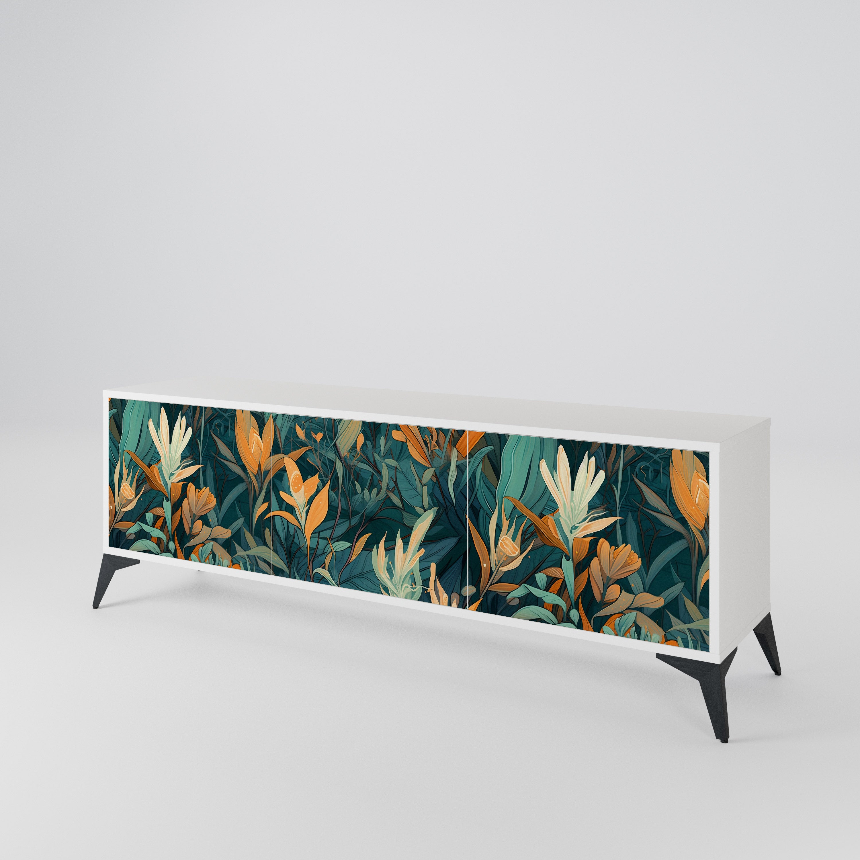 FLORAL SERENITY Mueble de TV de 3 Puertas