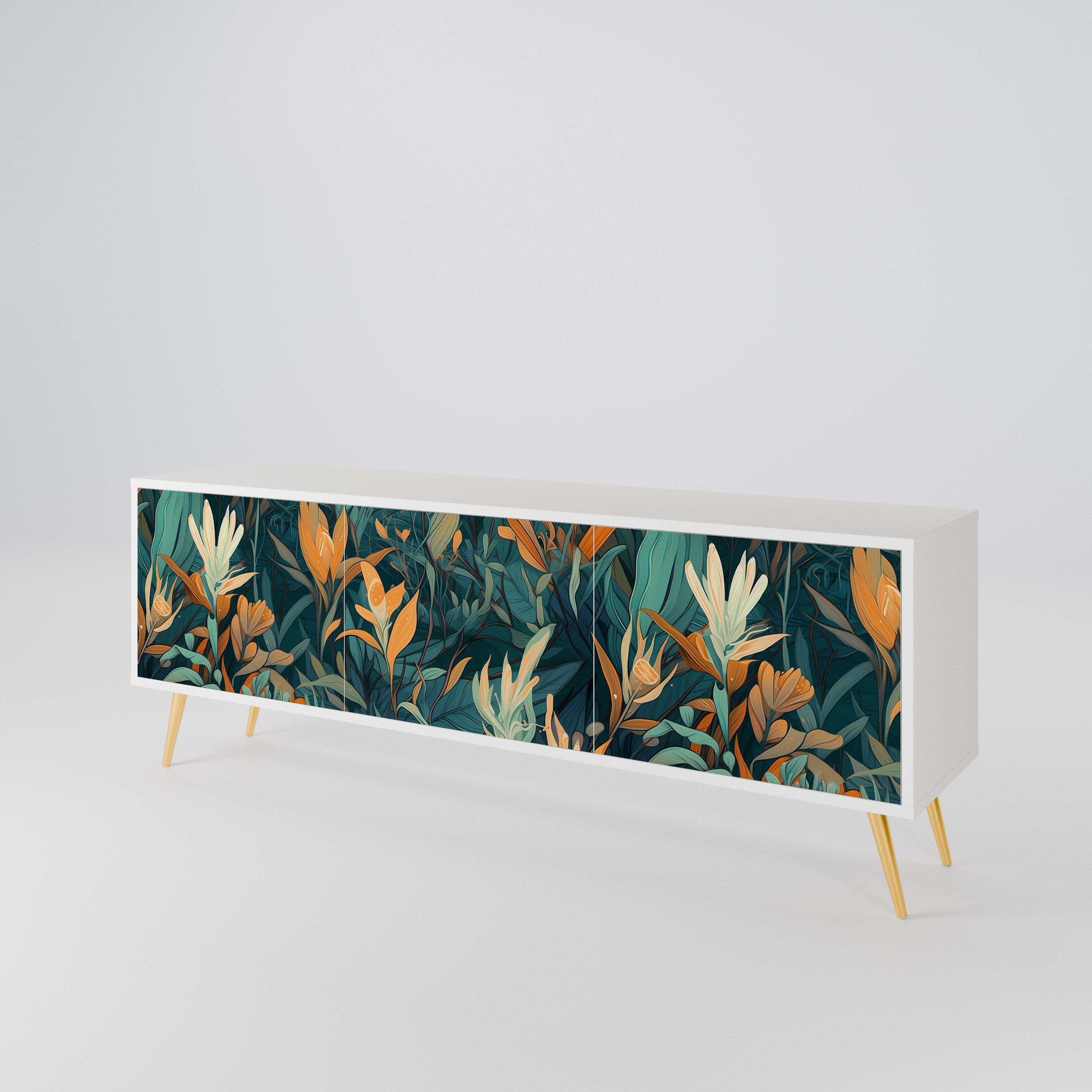 FLORAL SERENITY Mueble de TV de 3 Puertas