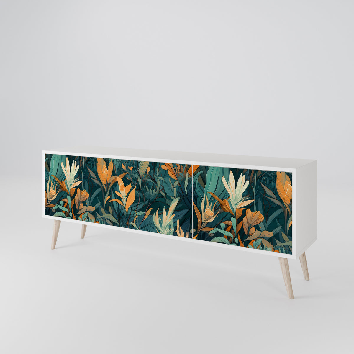 FLORAL SERENITY Mueble de TV de 3 Puertas