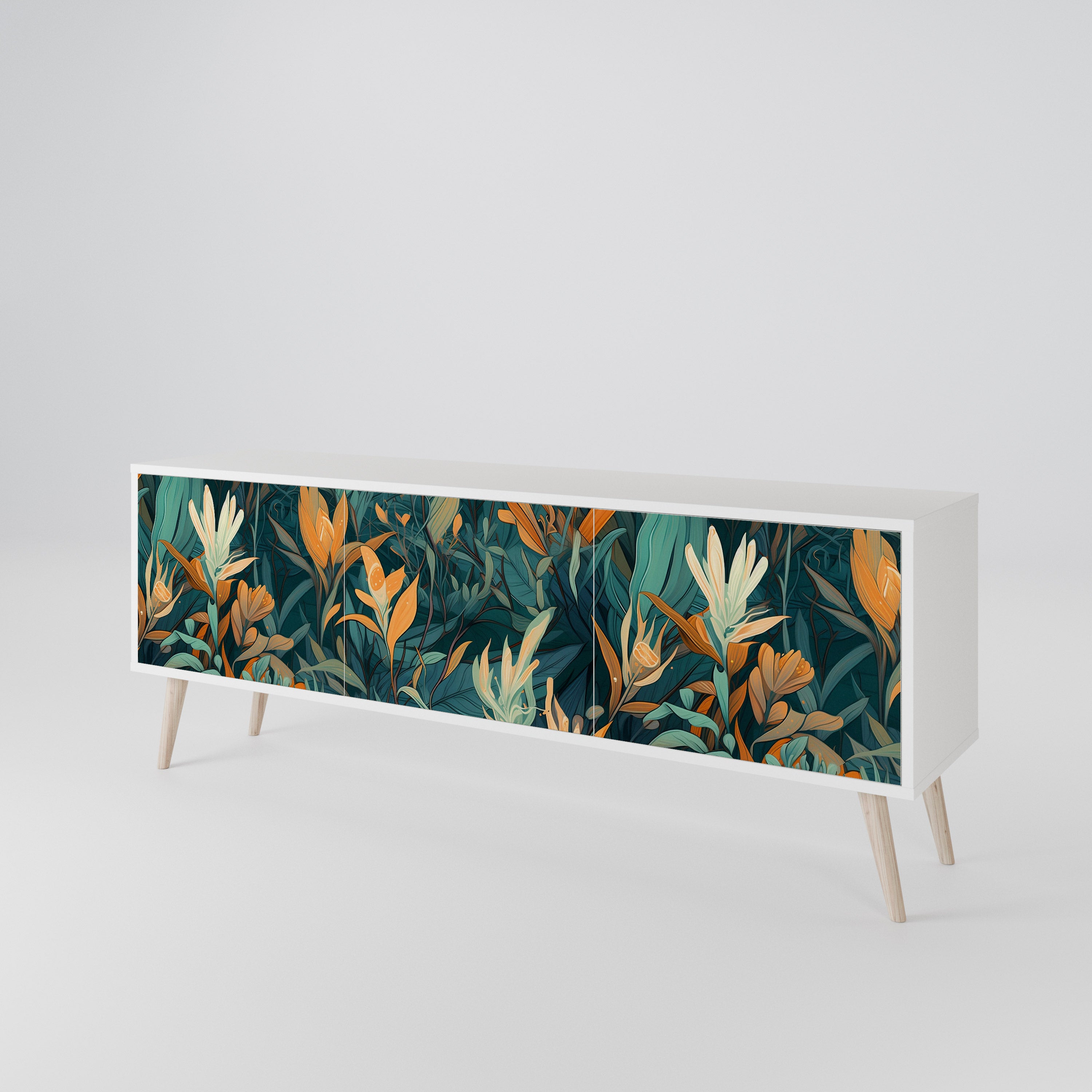 FLORAL SERENITY Mueble de TV de 3 Puertas