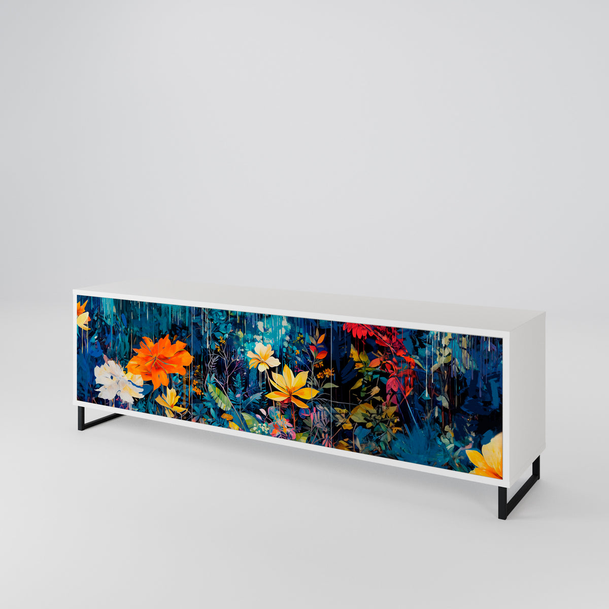 MIDNIGHT BLOSSOM Mueble de TV de 3 Puertas