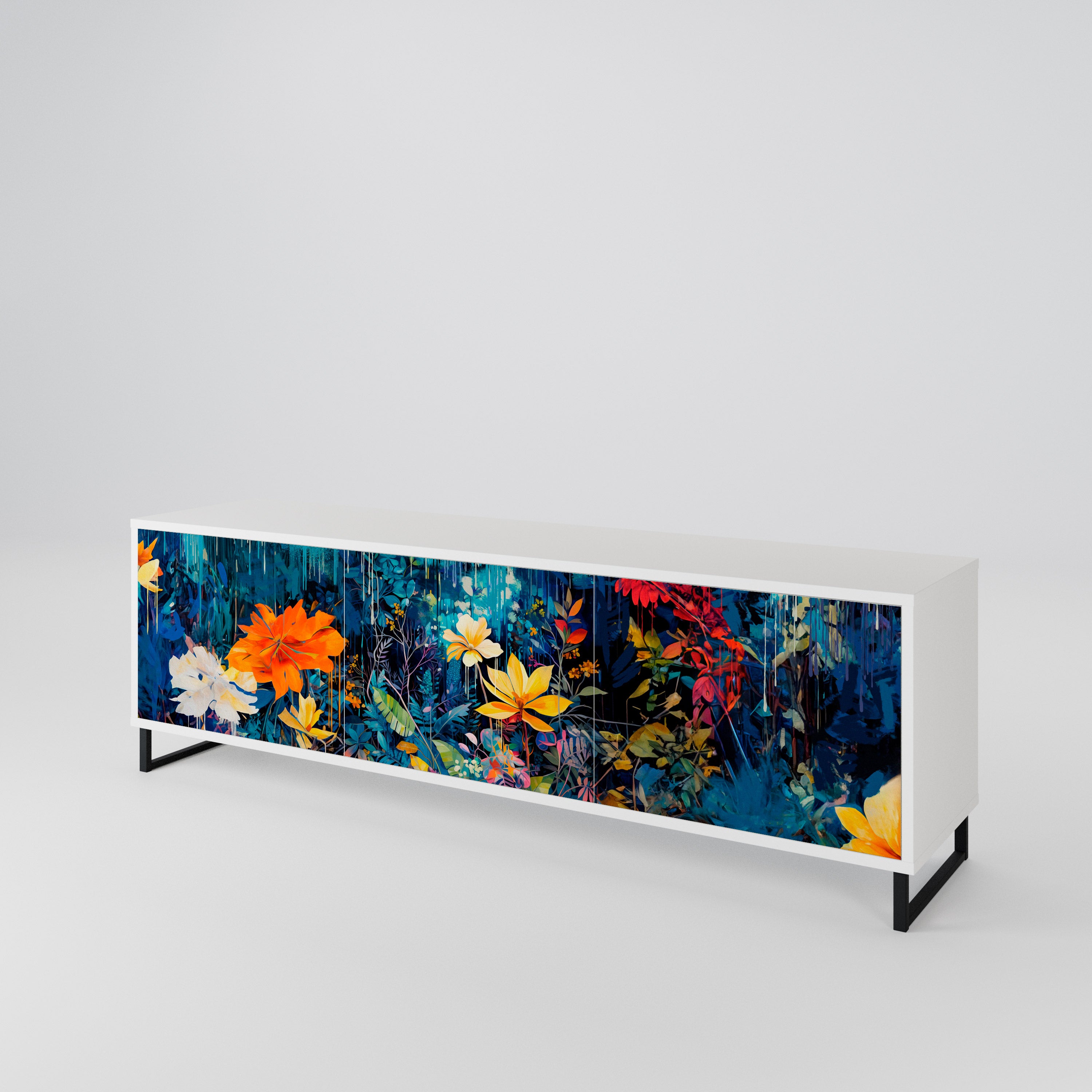 MIDNIGHT BLOSSOM Mueble de TV de 3 Puertas