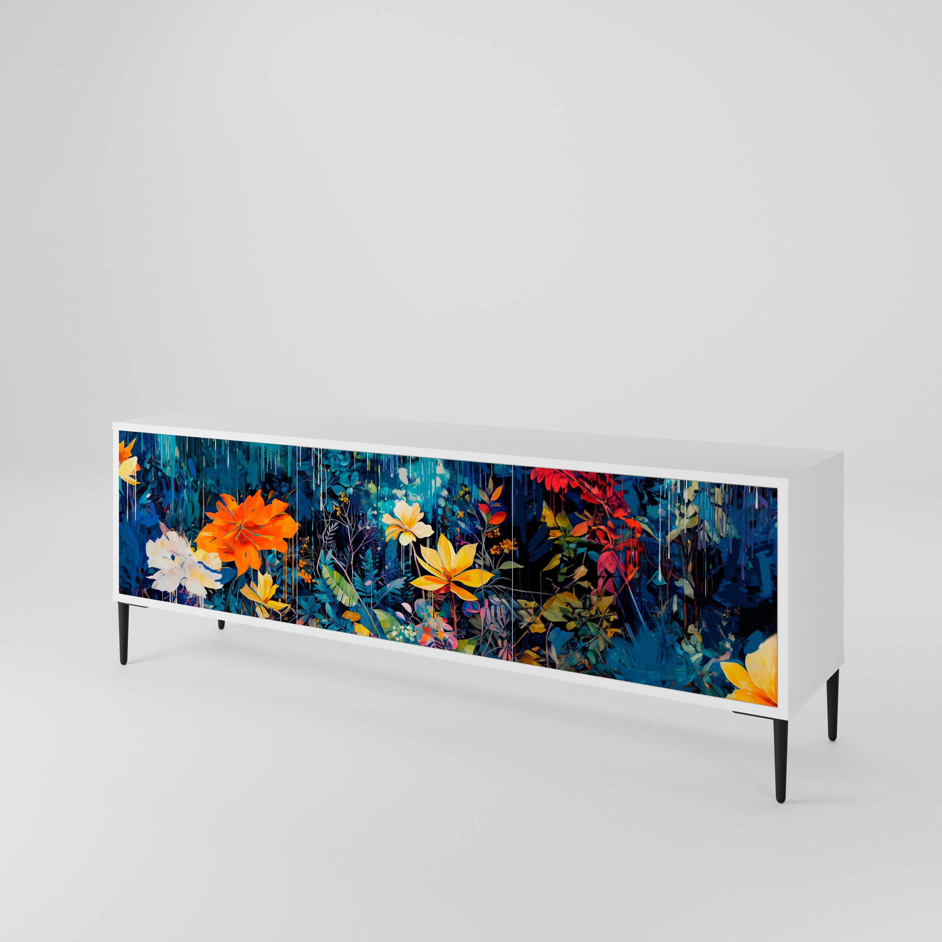 MIDNIGHT BLOSSOM Mueble de TV de 3 Puertas