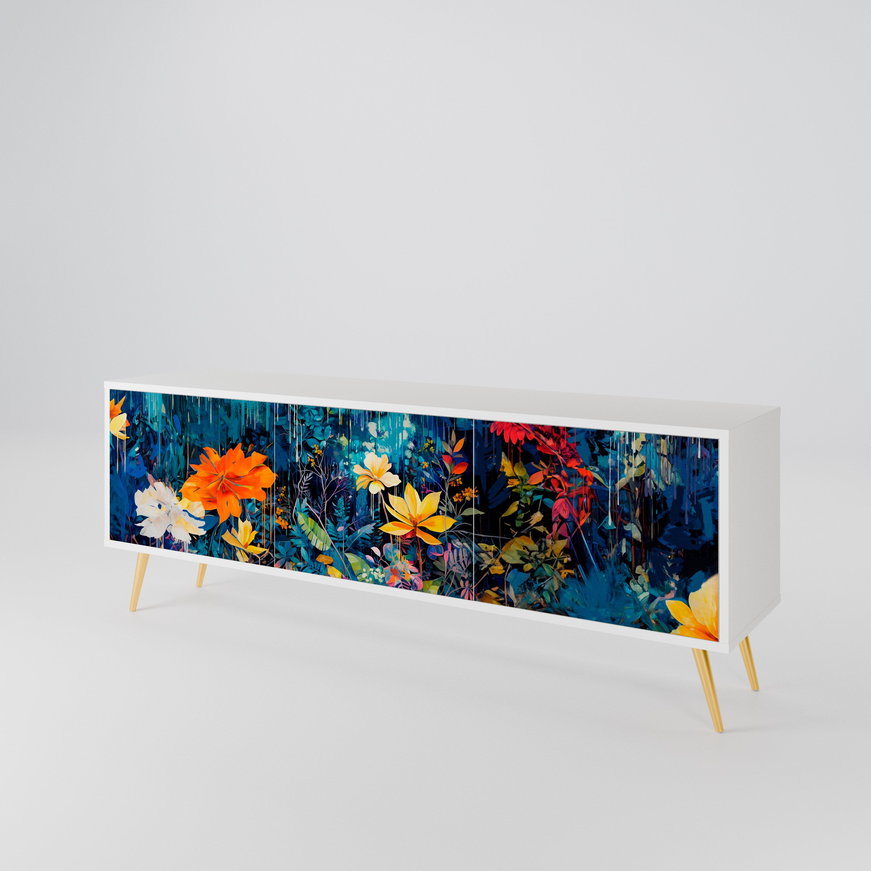 MIDNIGHT BLOSSOM Mueble de TV de 3 Puertas