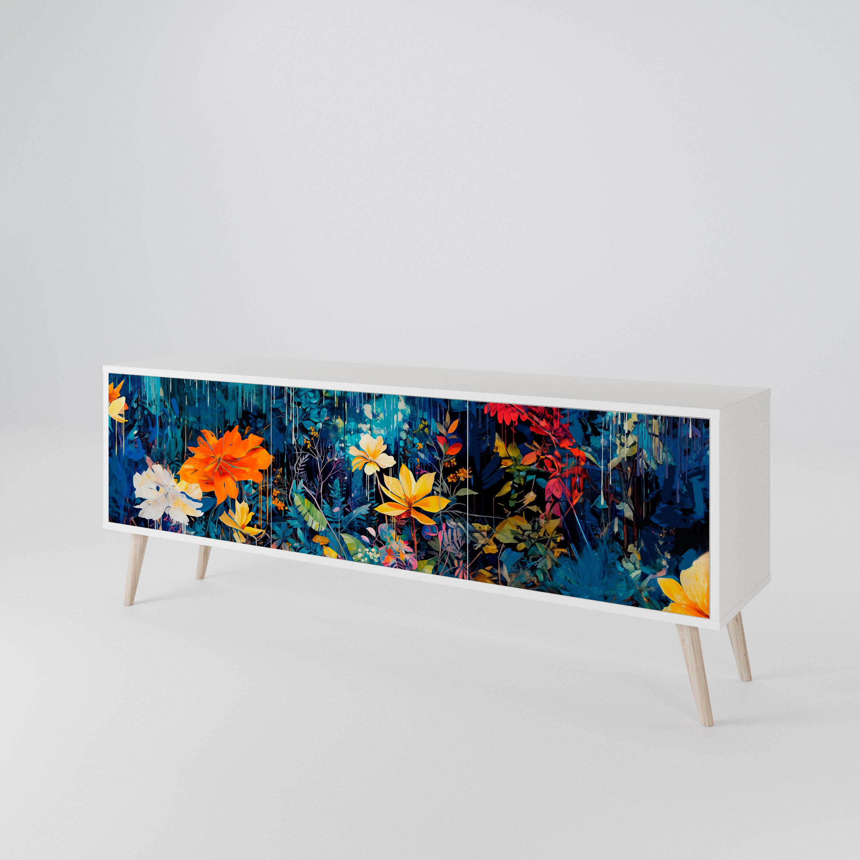 MIDNIGHT BLOSSOM Mueble de TV de 3 Puertas