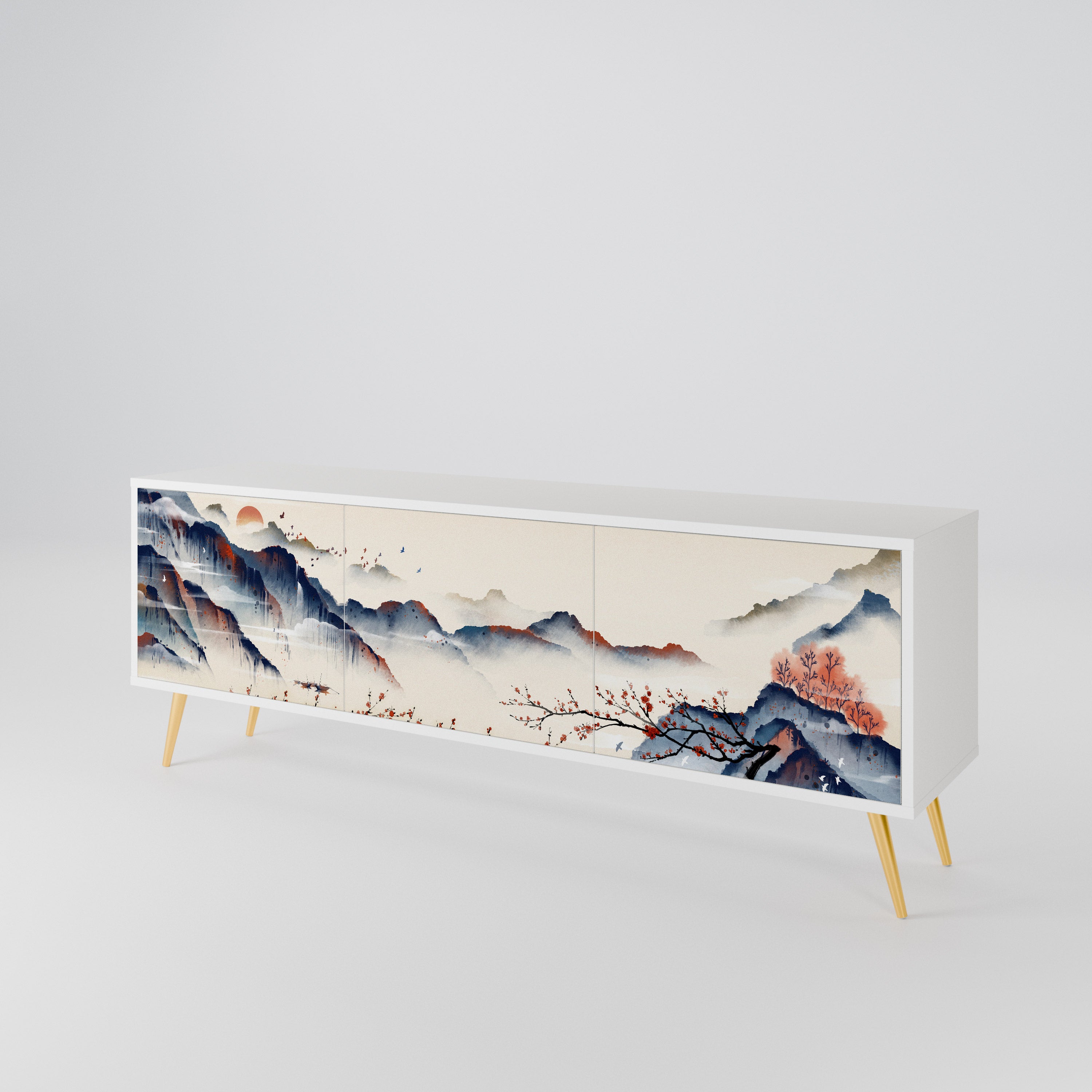 JAPANESE LANDSCAPE Mueble de TV de 3 Puertas