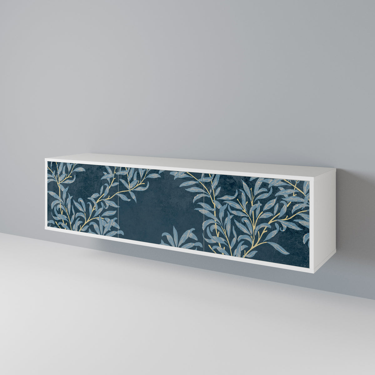 BLUE LEAVES Mueble de TV de 3 Puertas