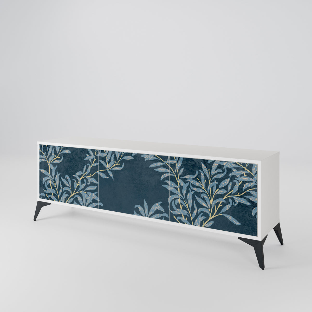 BLUE LEAVES Mueble de TV de 3 Puertas