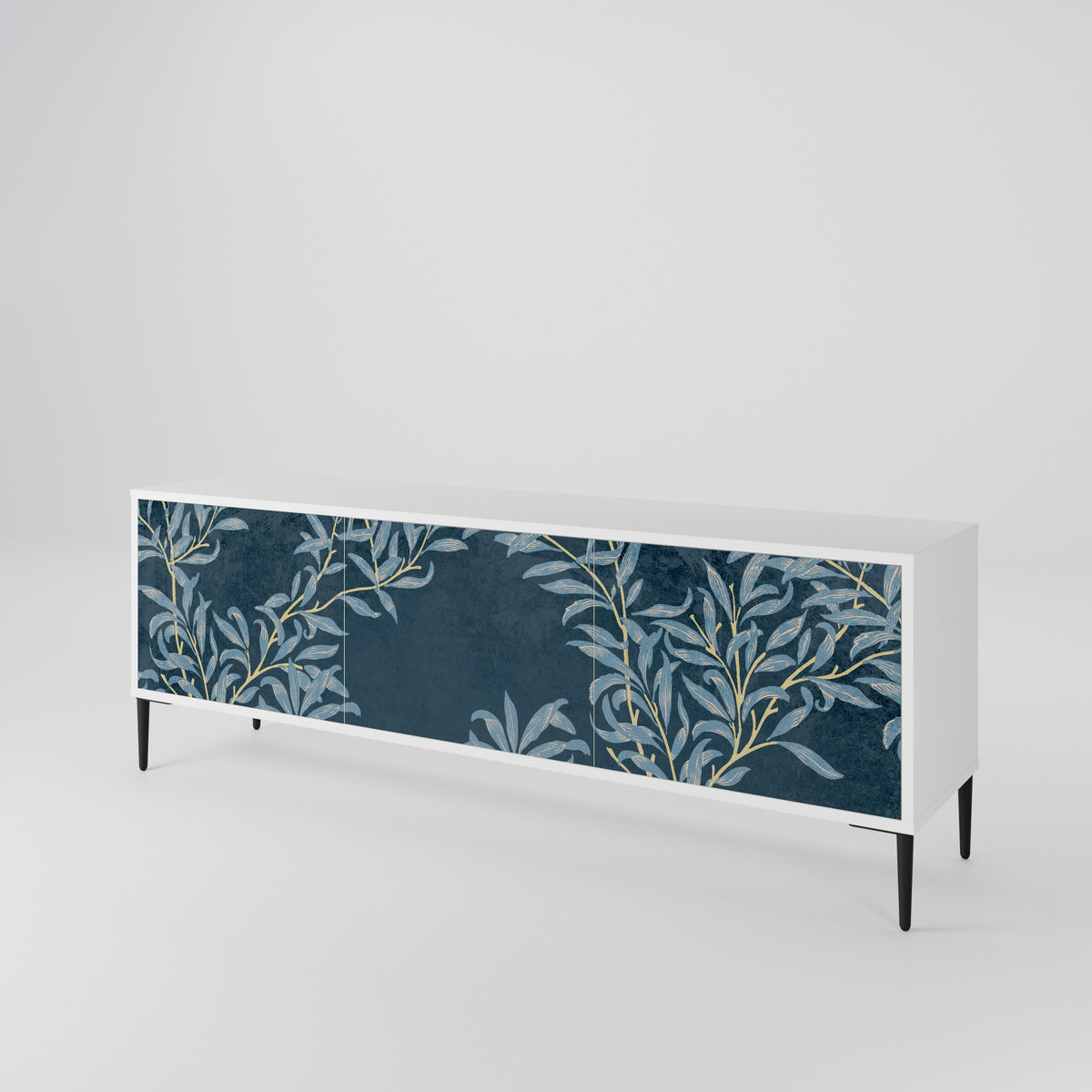 BLUE LEAVES Mueble de TV de 3 Puertas