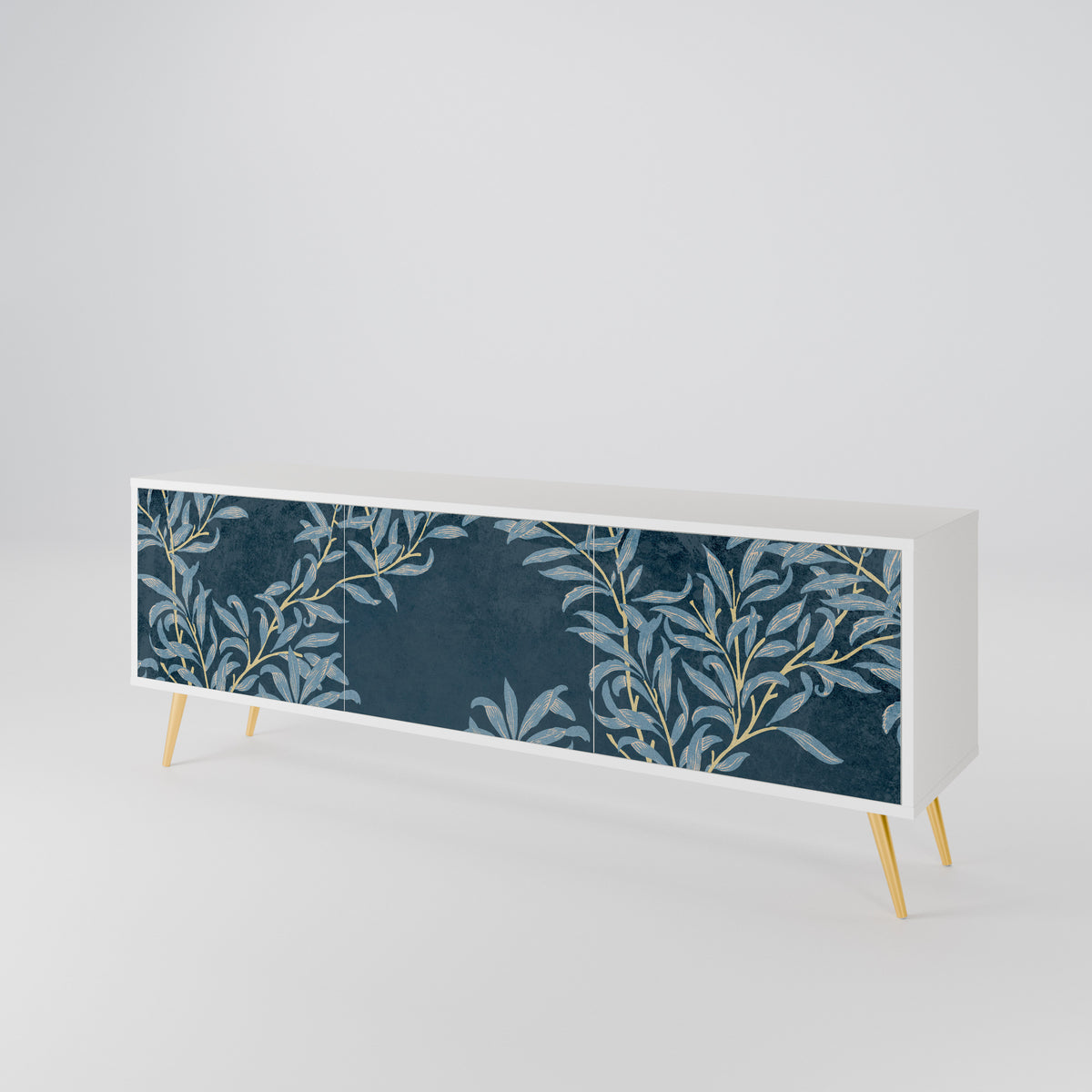 BLUE LEAVES Mueble de TV de 3 Puertas