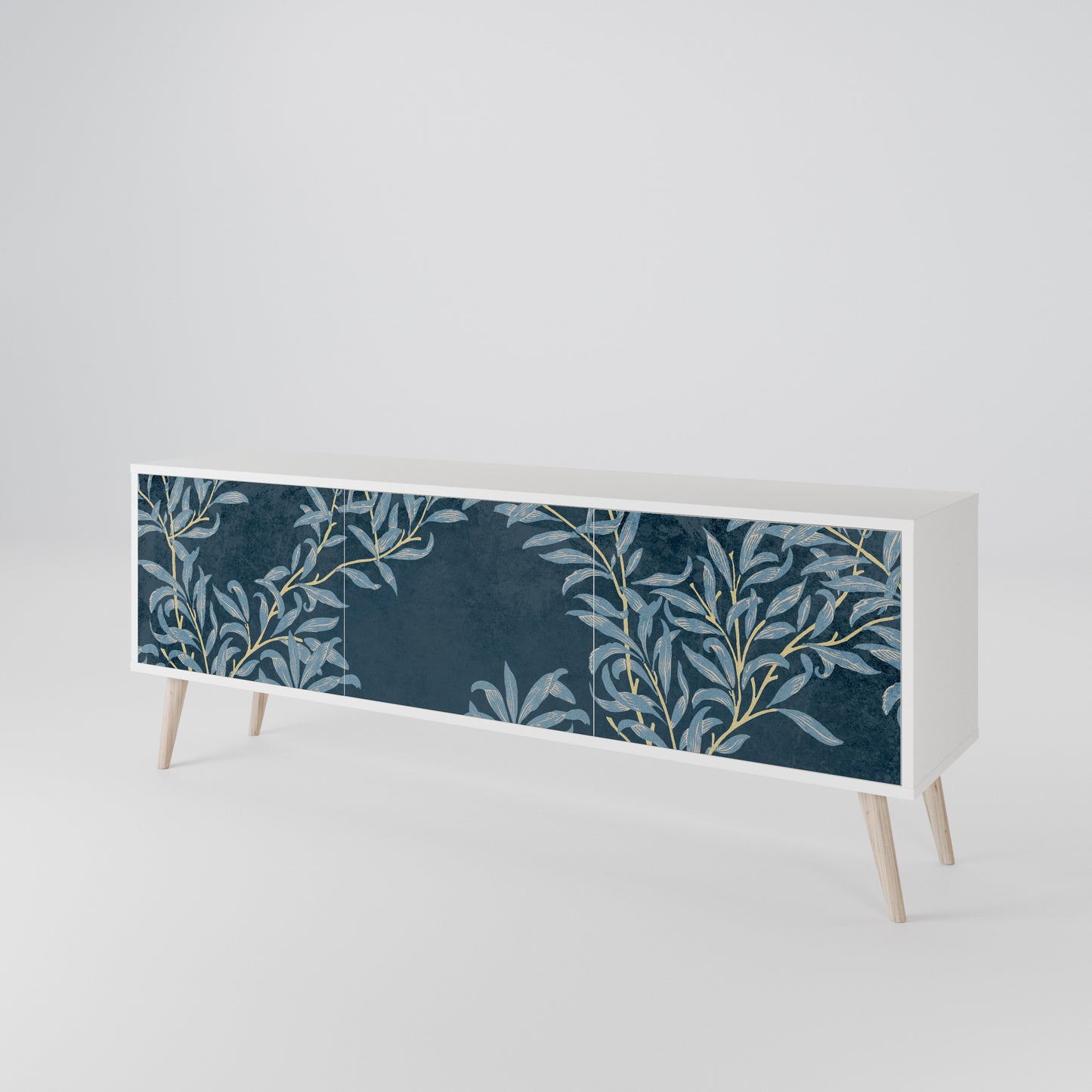 BLUE LEAVES Mueble de TV de 3 Puertas