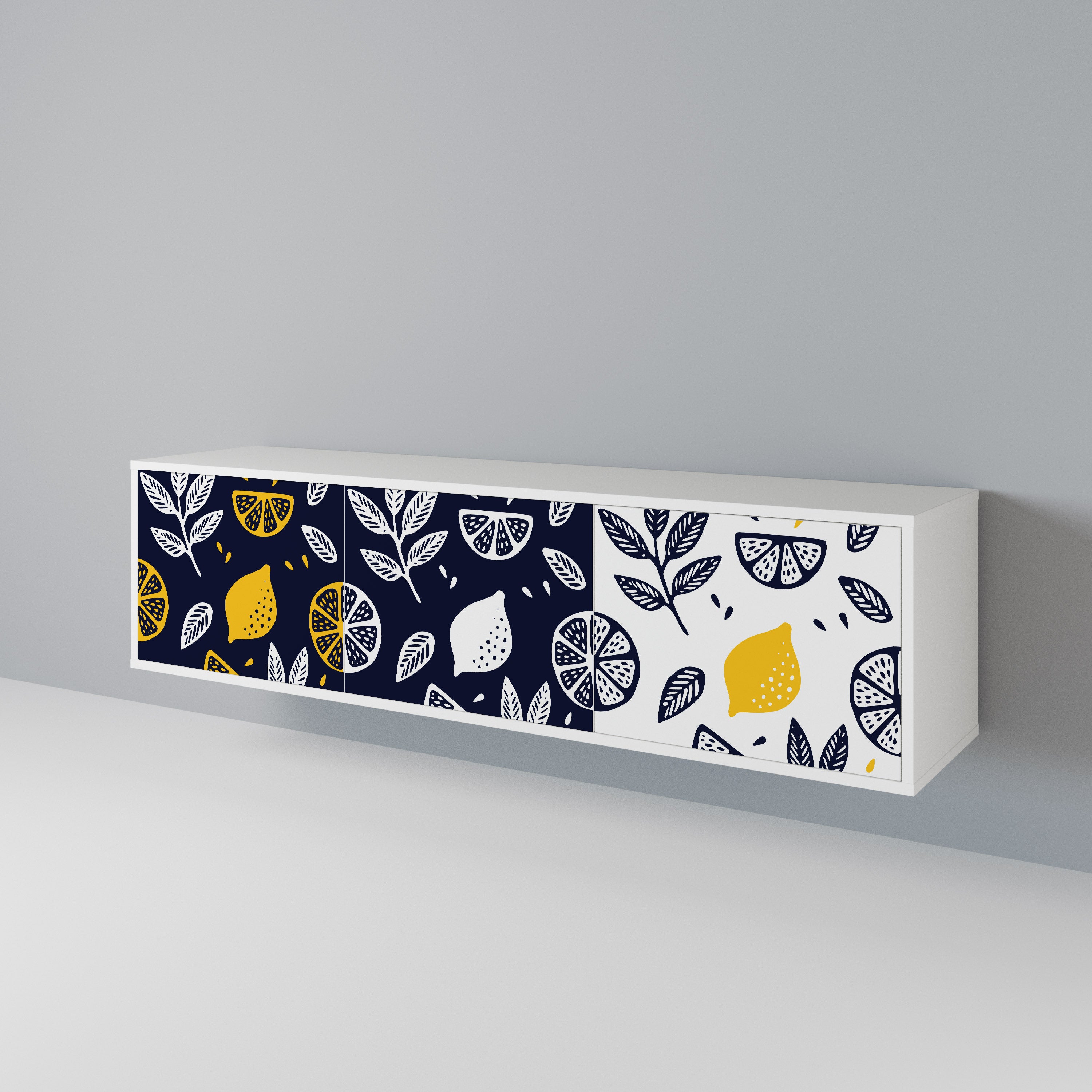 CITRUS BLACK AND WHITE 3-Door TV Cabinet