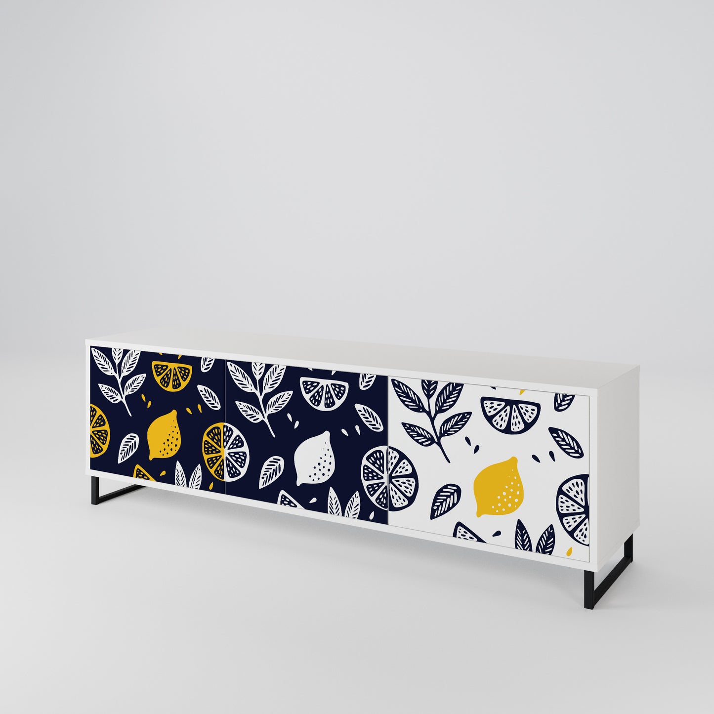 CITRUS BLACK AND WHITE Mueble de TV de 3 Puertas