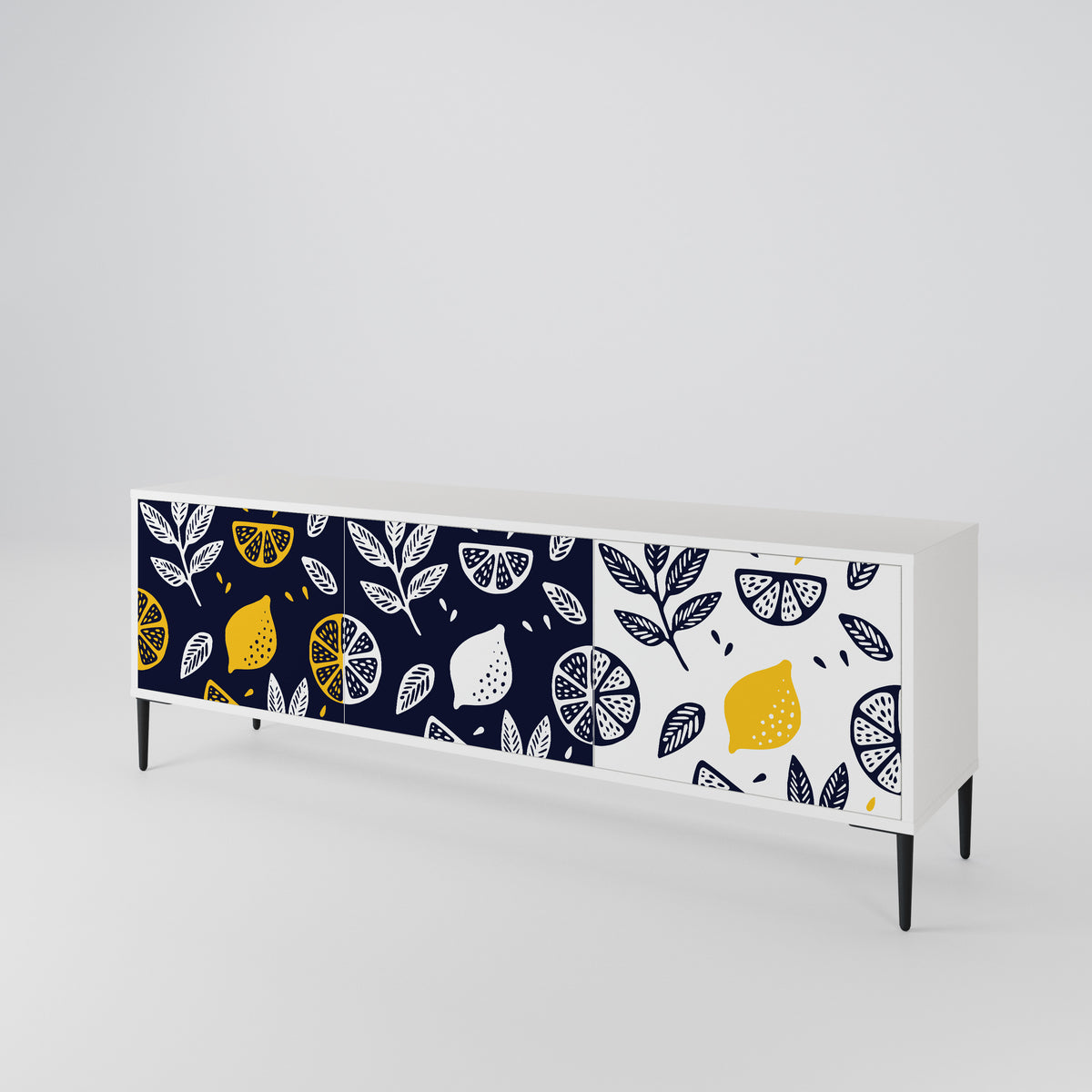 CITRUS BLACK AND WHITE Mueble de TV de 3 Puertas