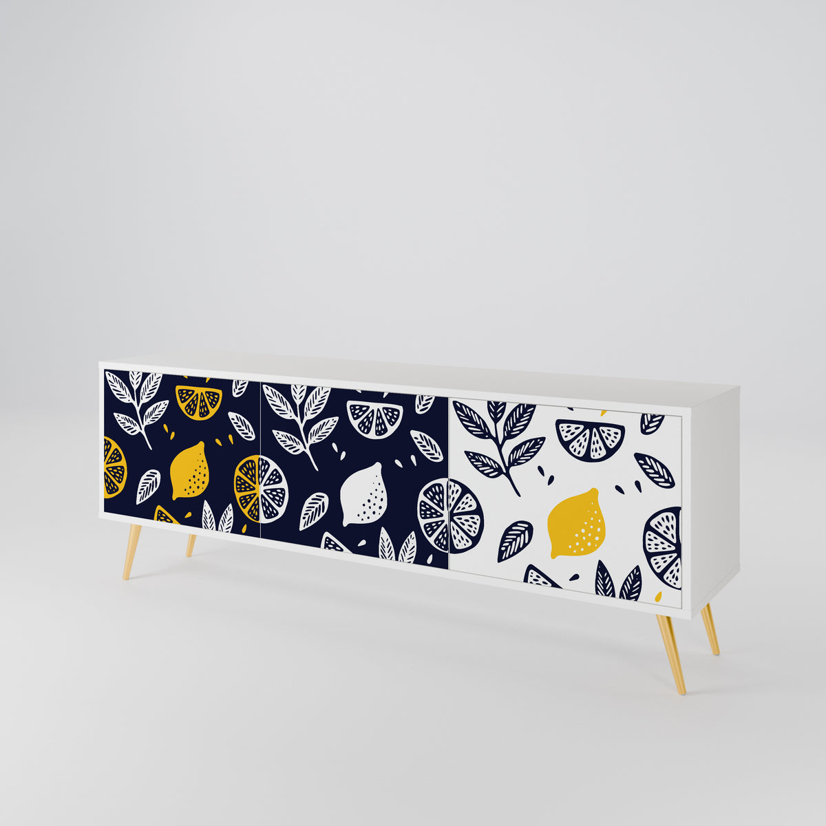 CITRUS BLACK AND WHITE Mueble de TV de 3 Puertas