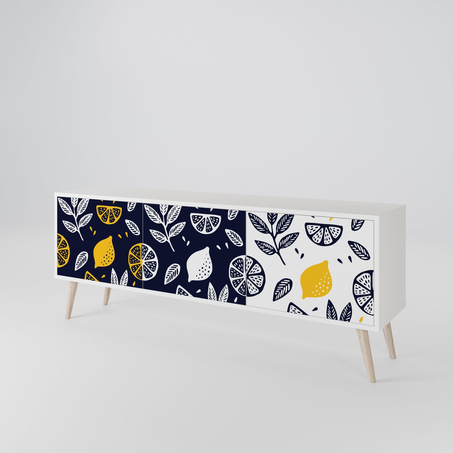 CITRUS BLACK AND WHITE Mueble de TV de 3 Puertas