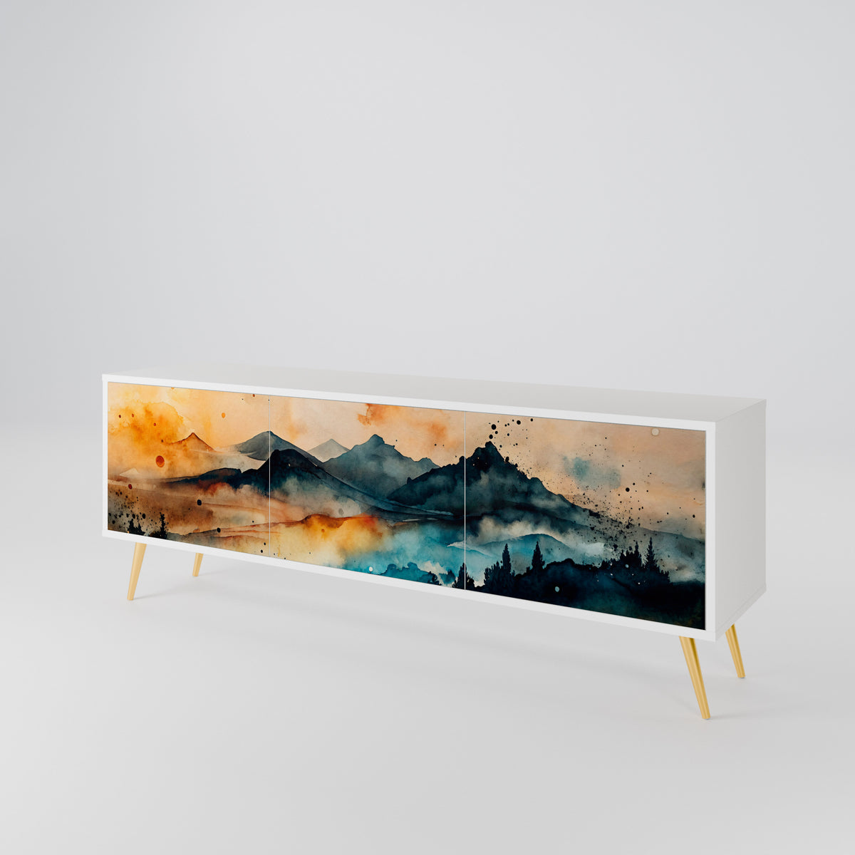 OMINOUS MOUNTAINS Mueble de TV de 3 Puertas
