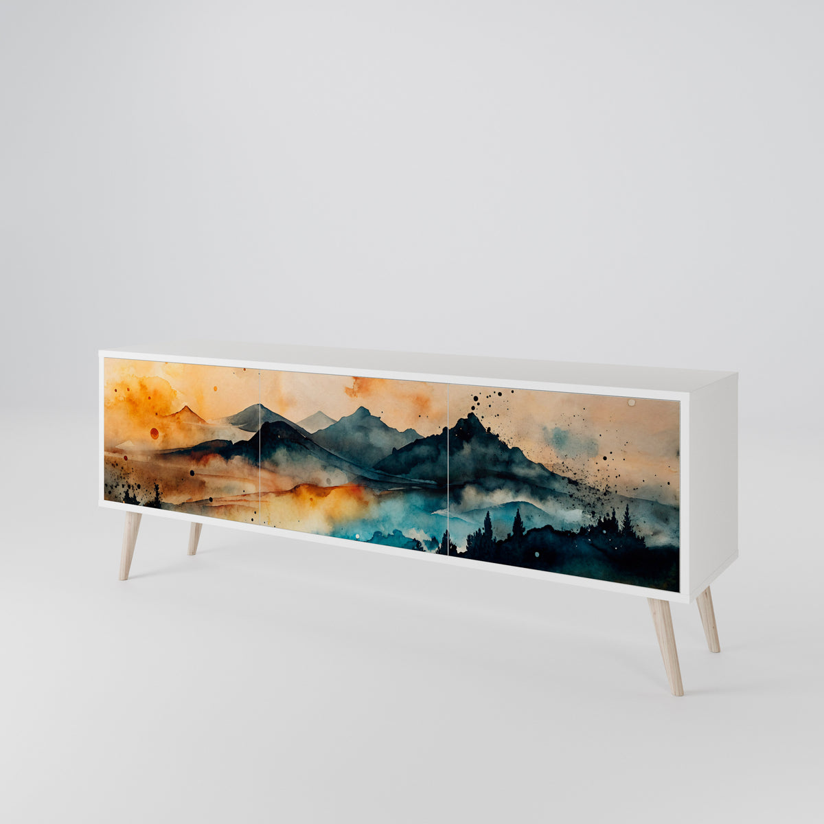 OMINOUS MOUNTAINS Mueble de TV de 3 Puertas