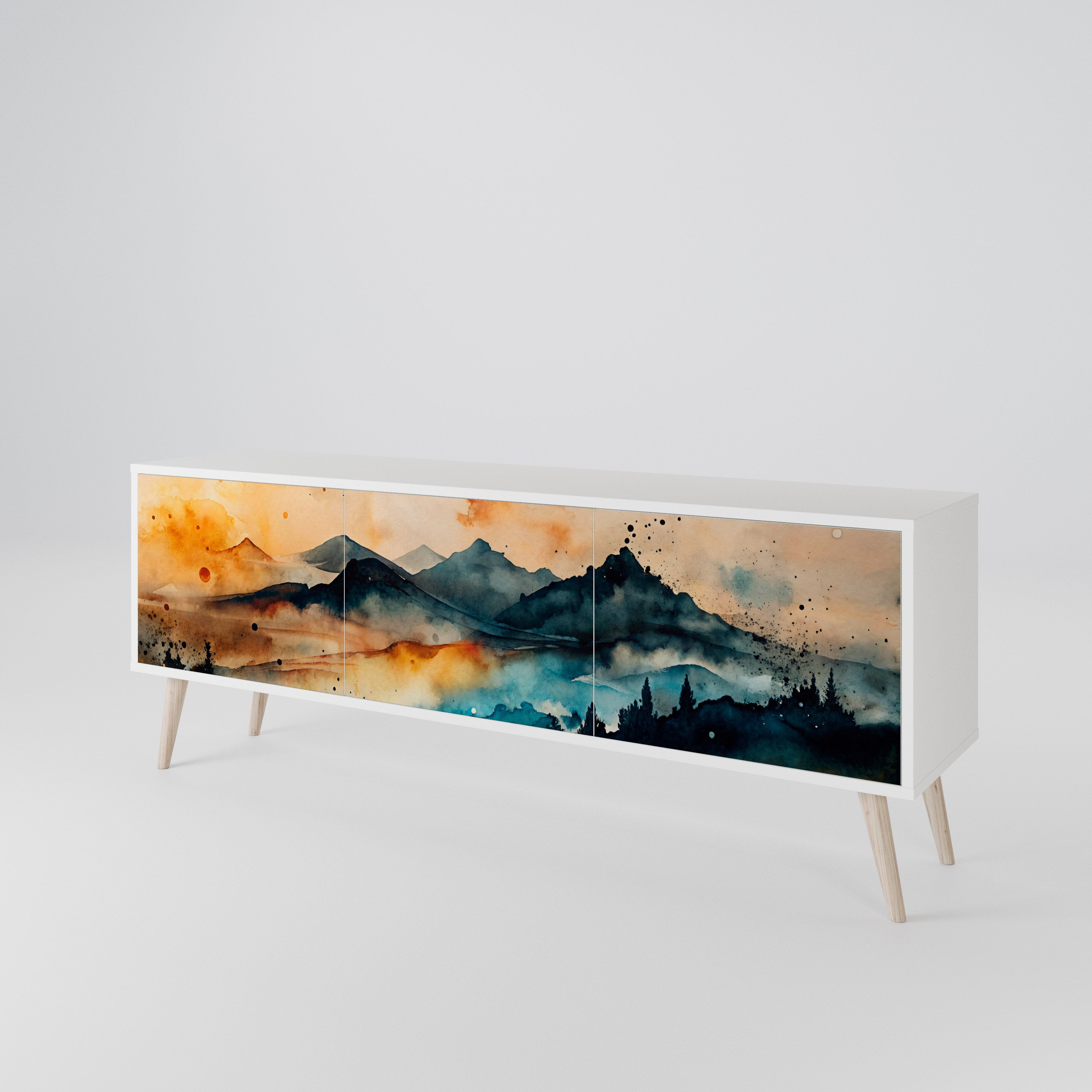 OMINOUS MOUNTAINS 3-Door TV Cabinet