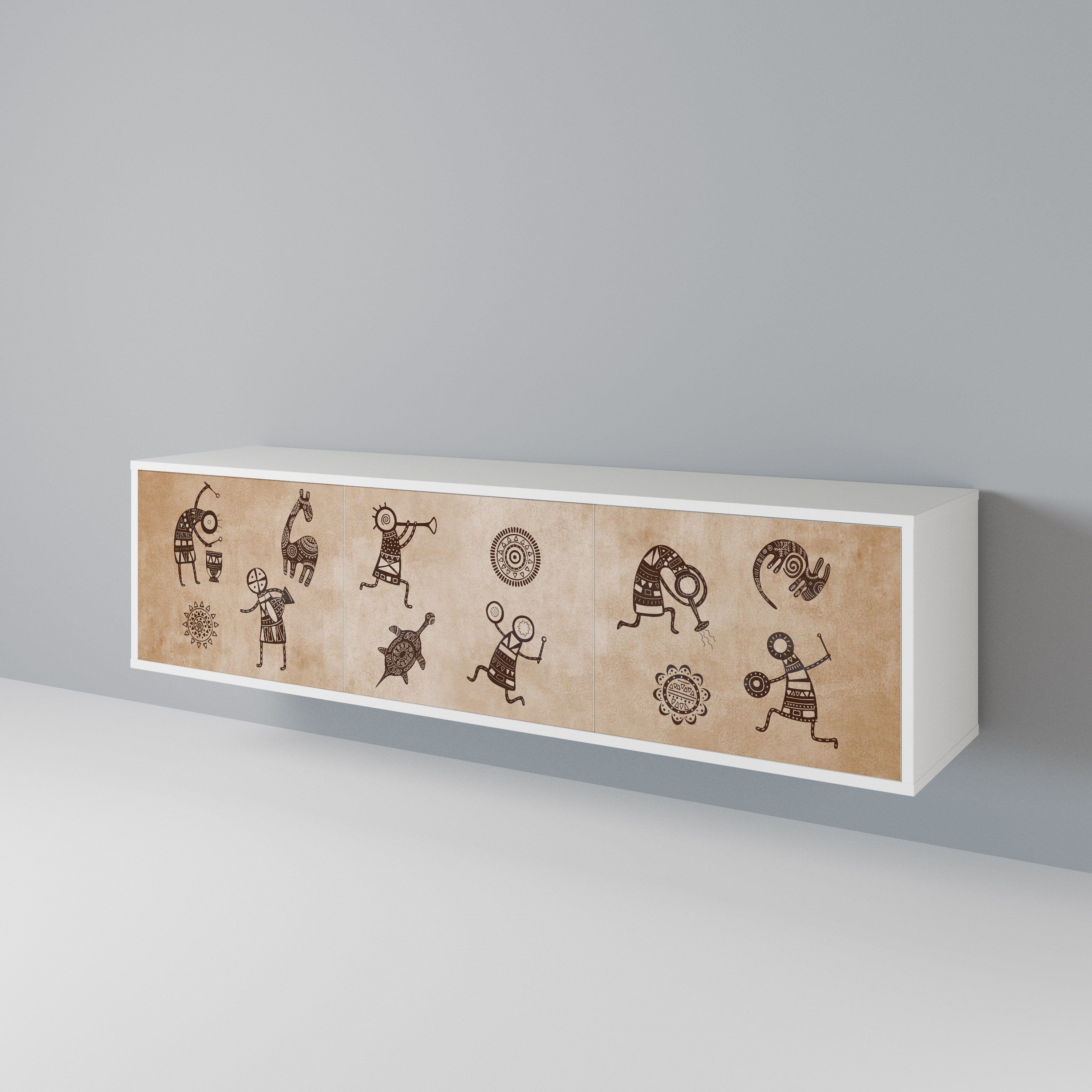 AFRICAN STYLE Mueble de TV de 3 Puertas