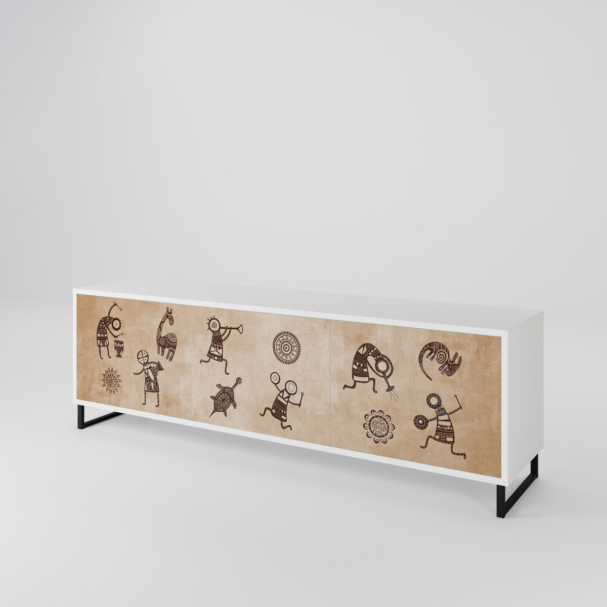 AFRICAN STYLE Mueble de TV de 3 Puertas