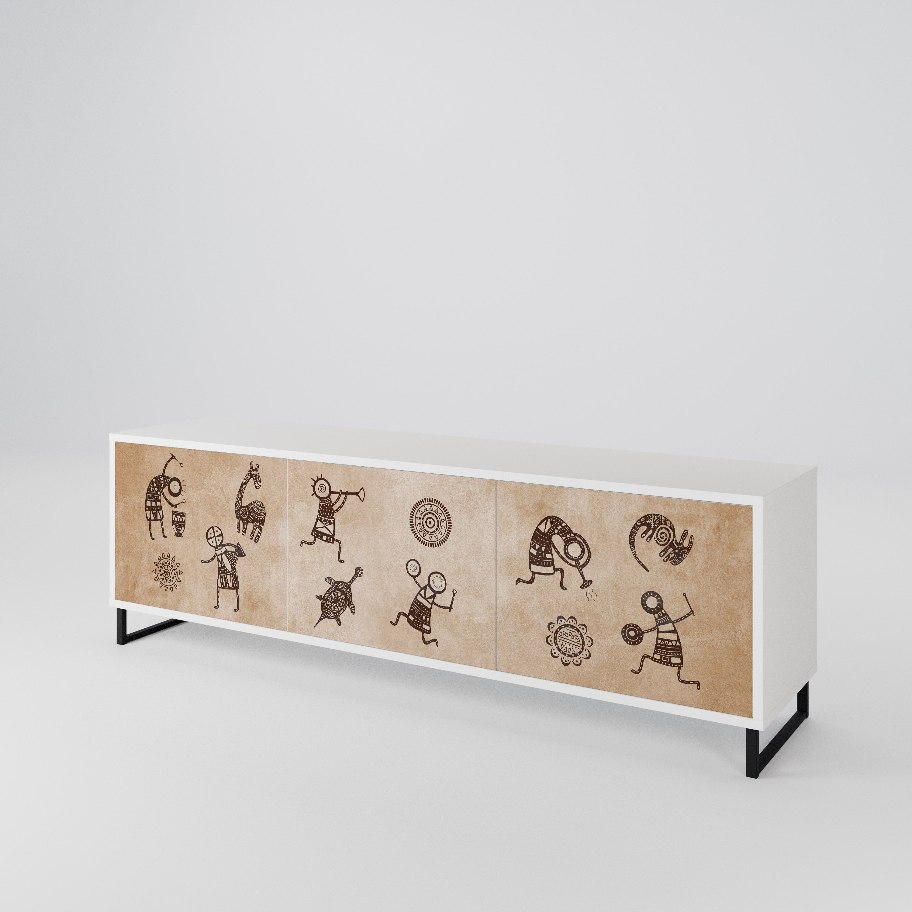 AFRICAN STYLE Mueble de TV de 3 Puertas