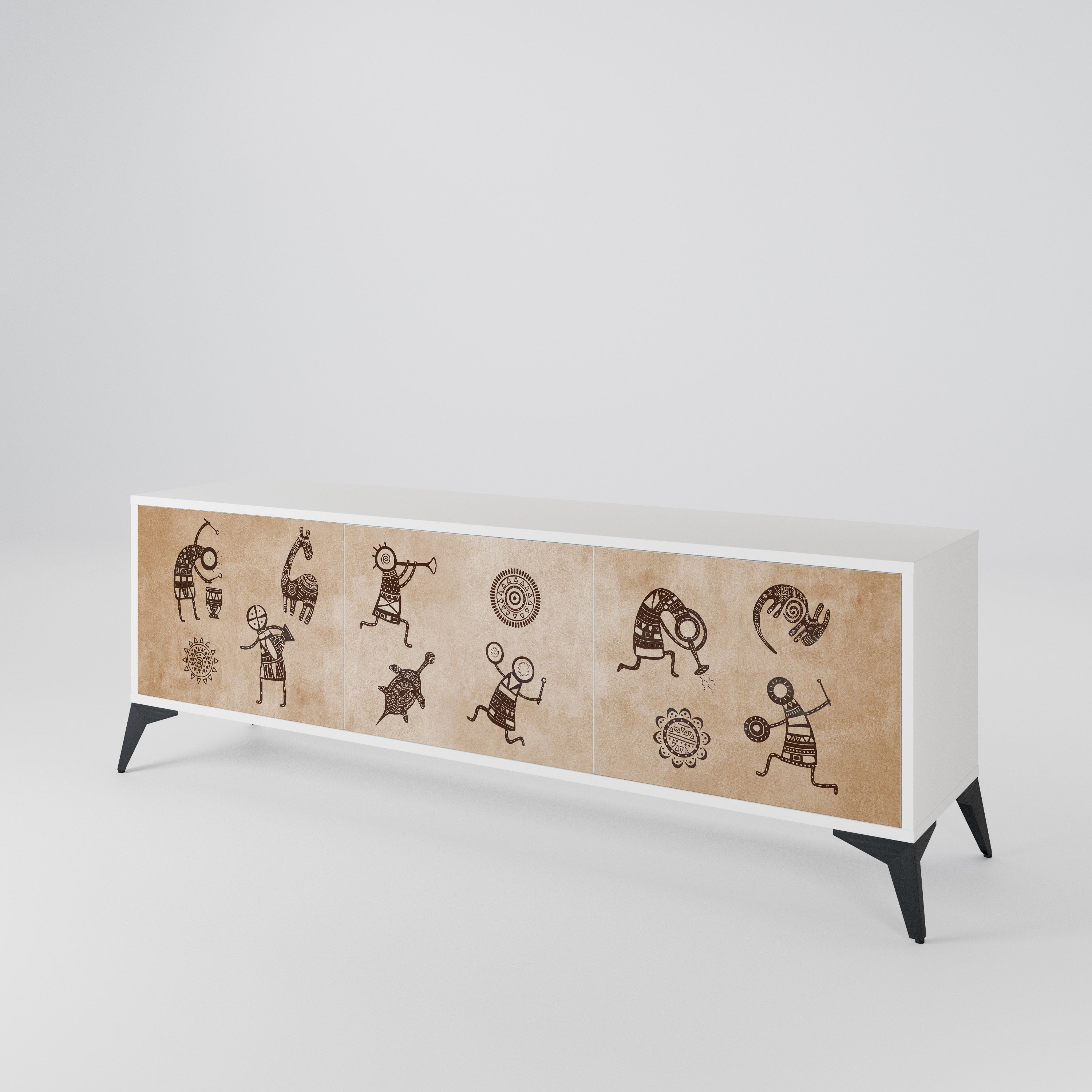 AFRICAN STYLE Mueble de TV de 3 Puertas