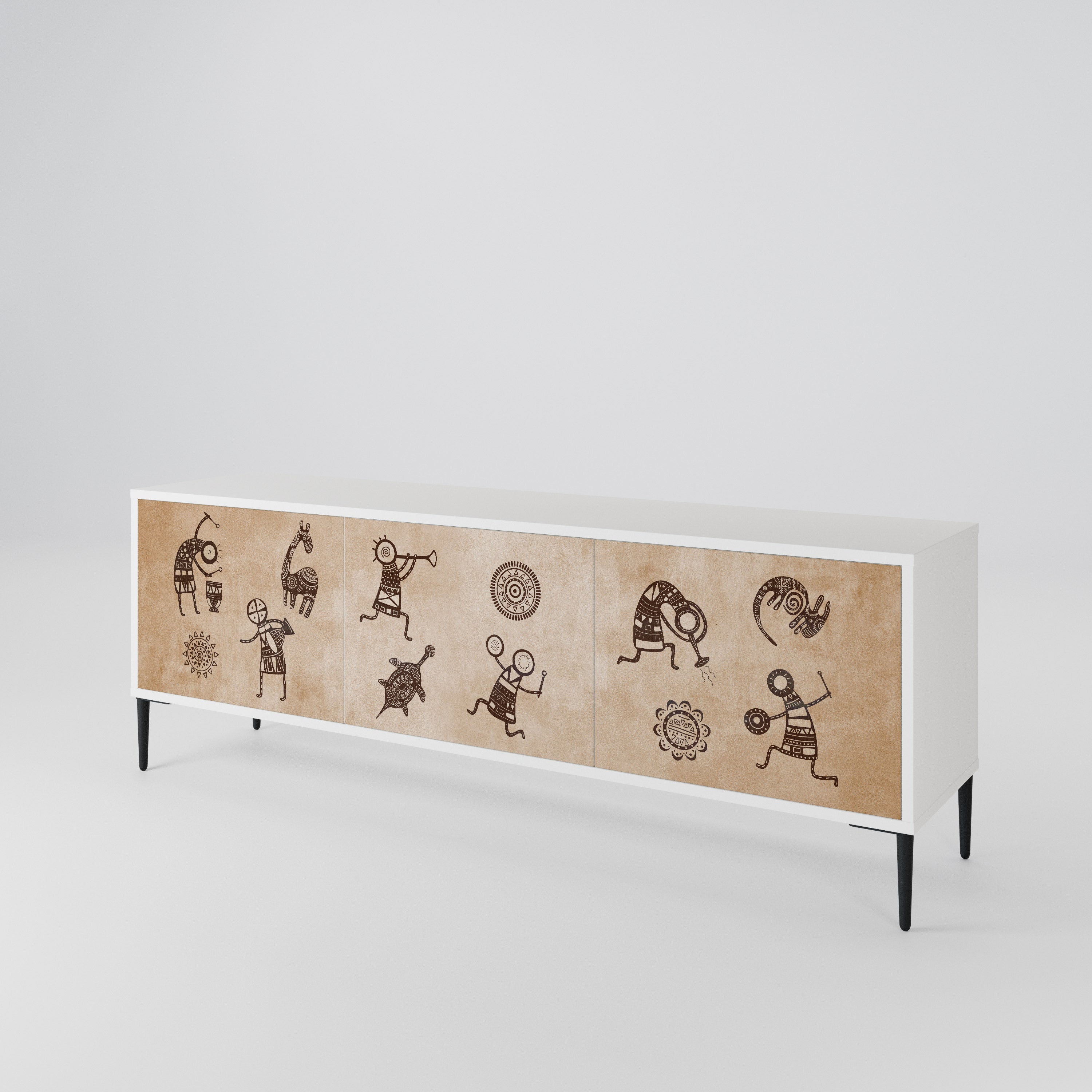AFRICAN STYLE Mueble de TV de 3 Puertas