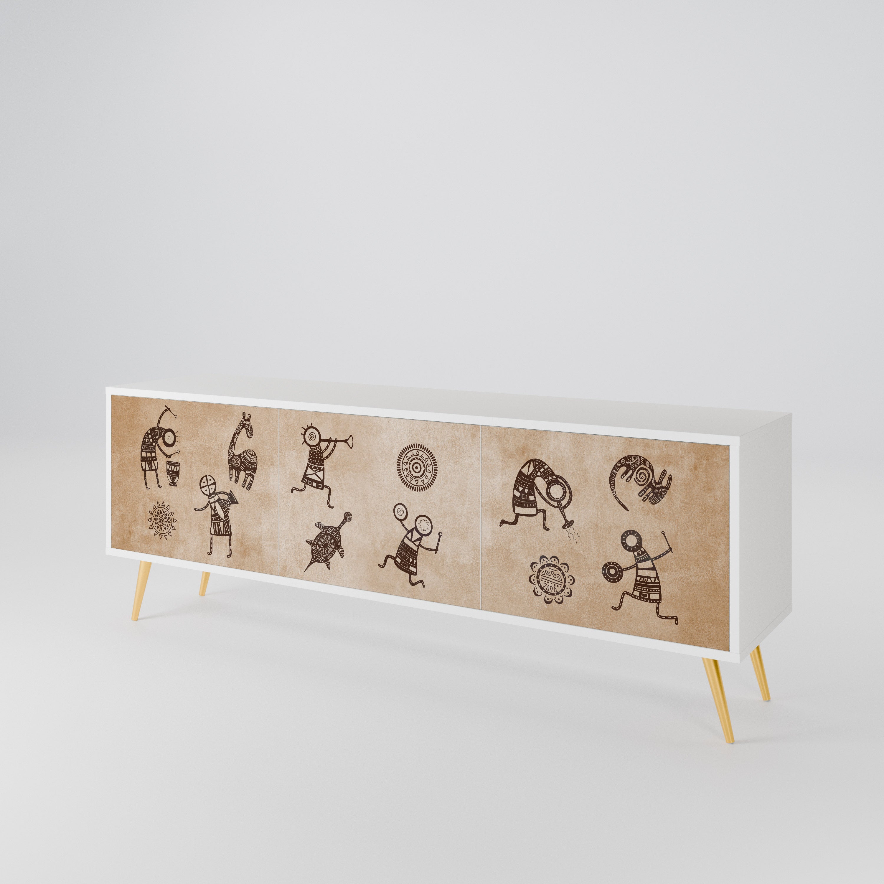 AFRICAN STYLE Mueble de TV de 3 Puertas