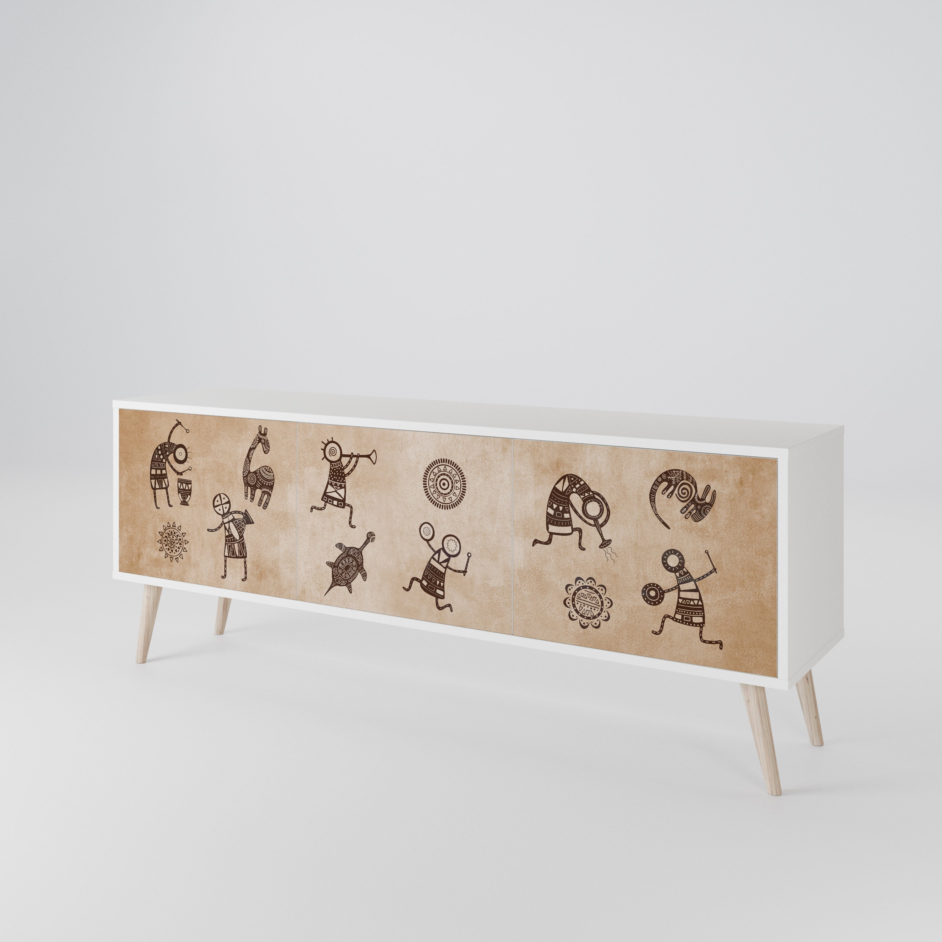 AFRICAN STYLE Mueble de TV de 3 Puertas