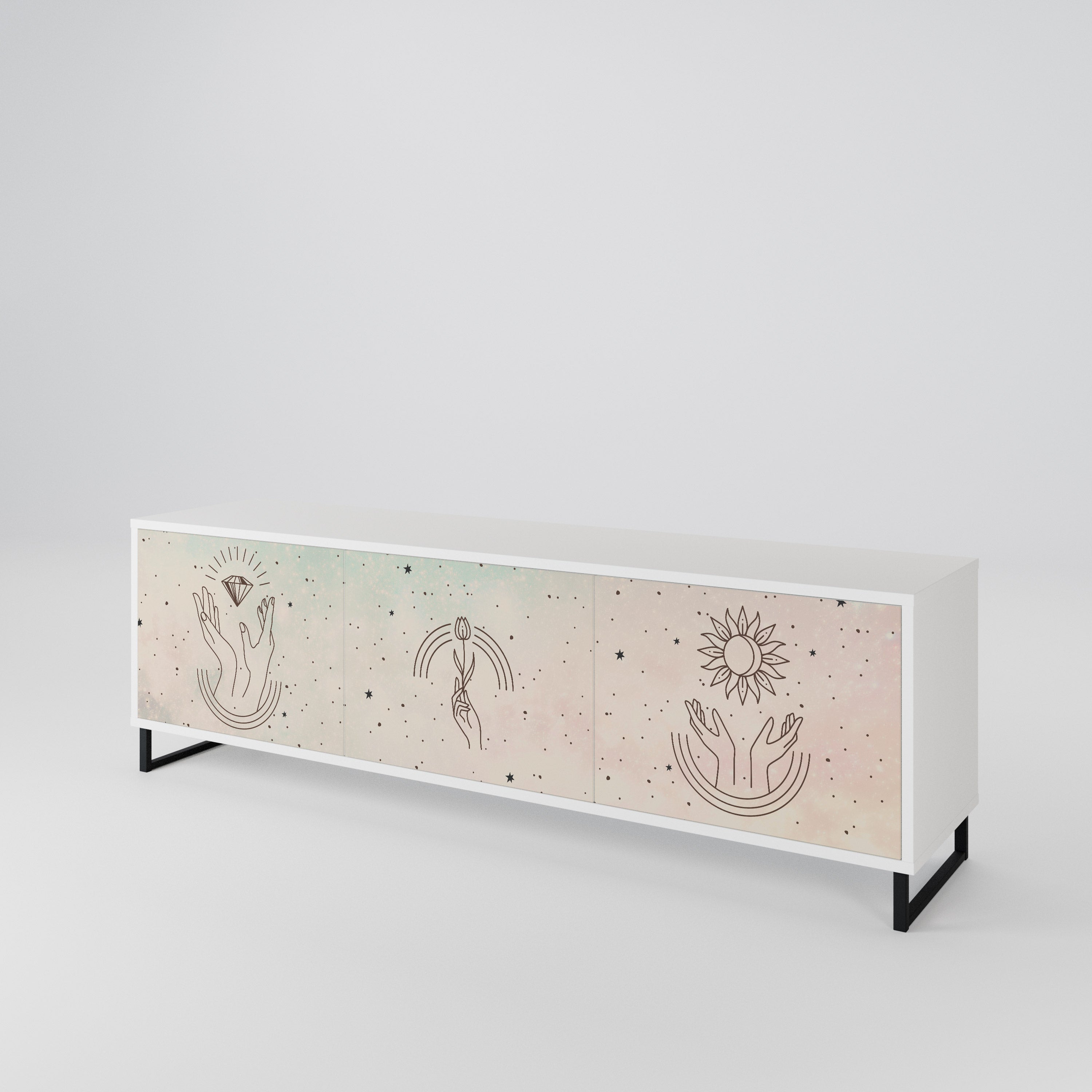 DELICATE BEAUTY Mueble de TV de 3 Puertas