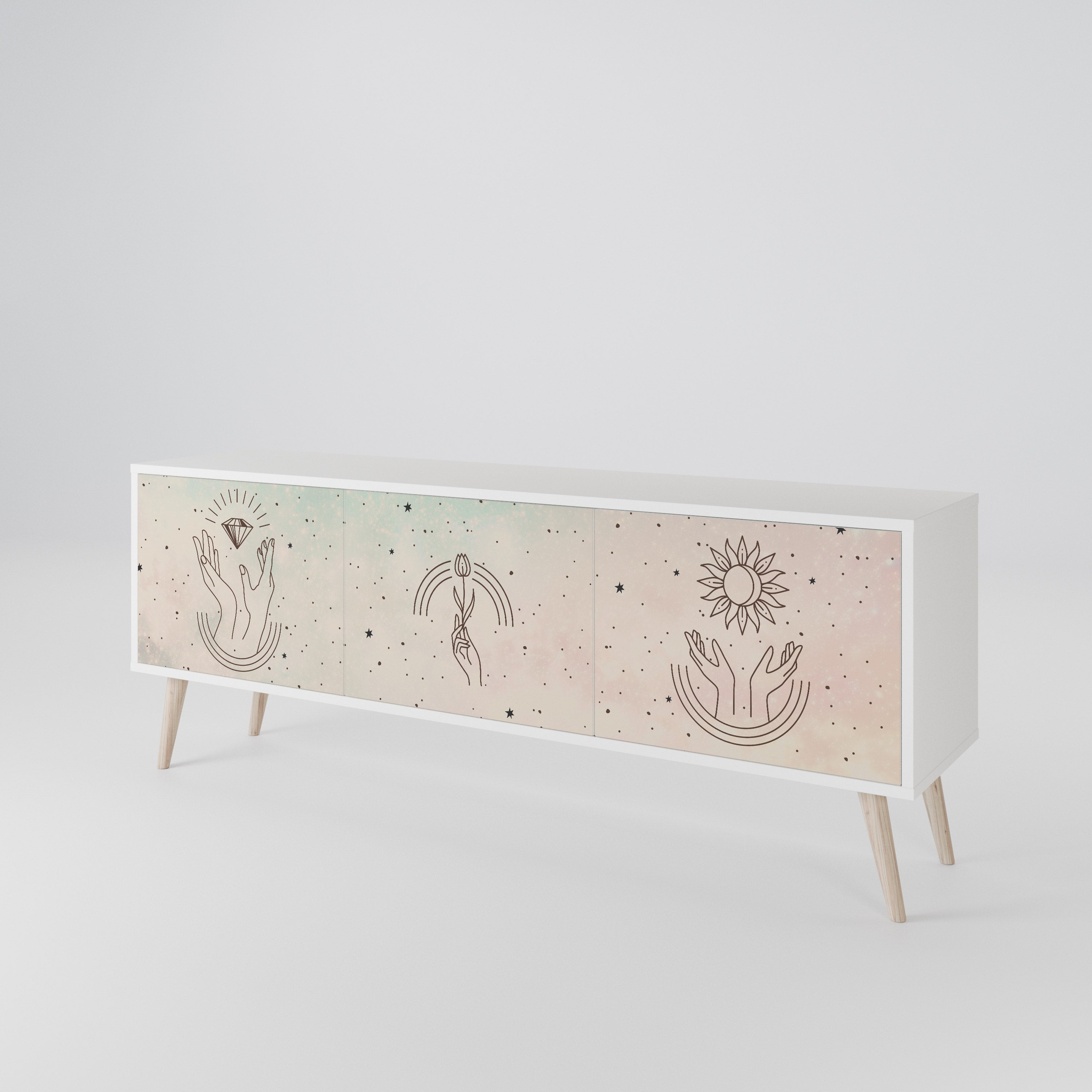 DELICATE BEAUTY Mueble de TV de 3 Puertas