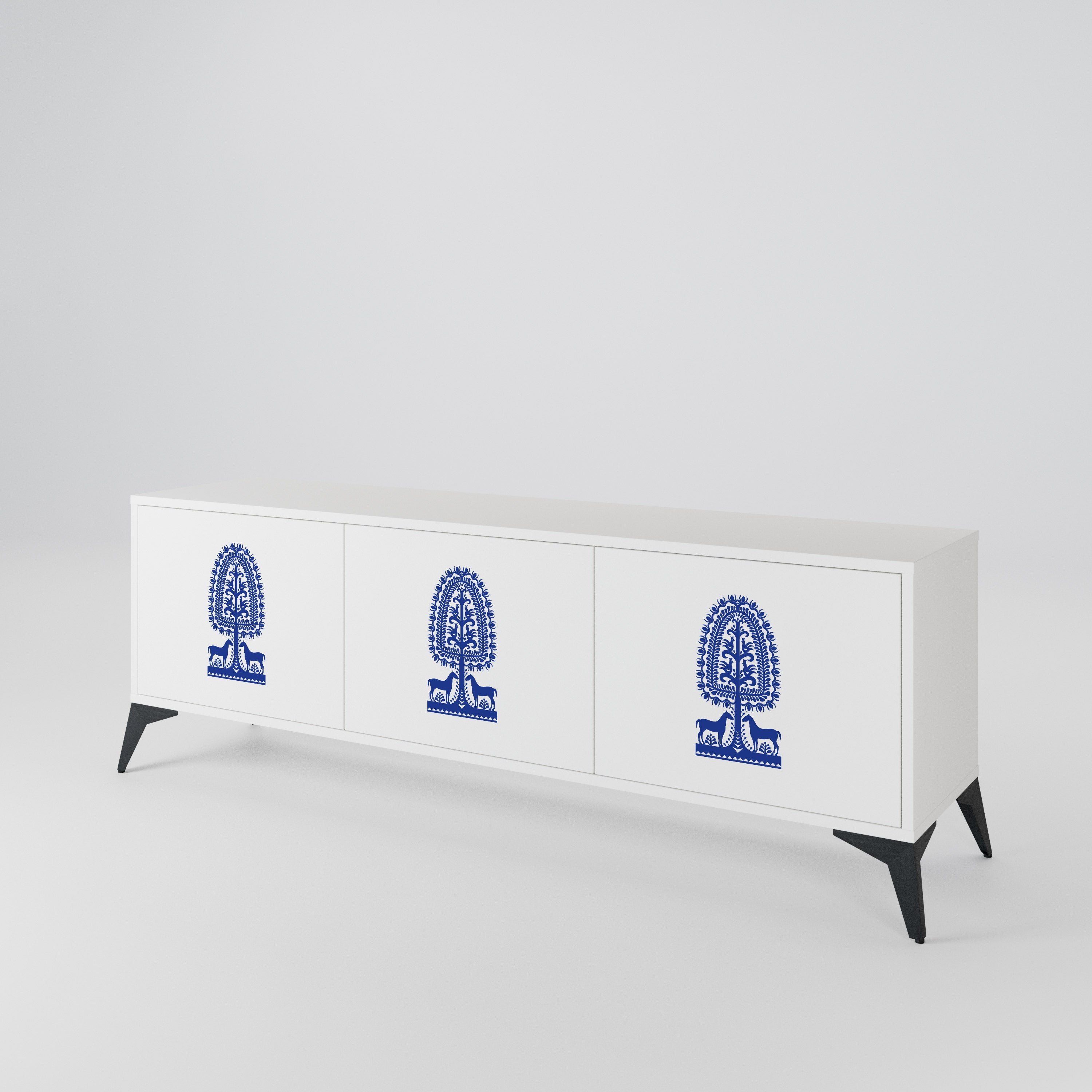 POLISH FOLK ART 3-Door TV Cabinet