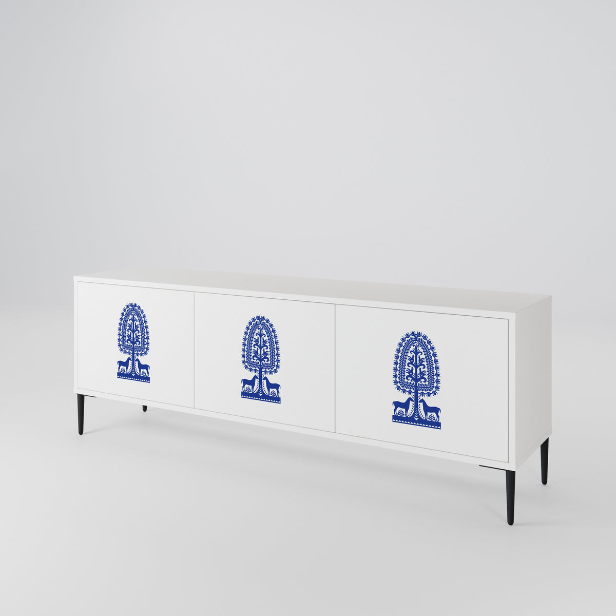 POLISH FOLK ART Mueble de TV de 3 Puertas