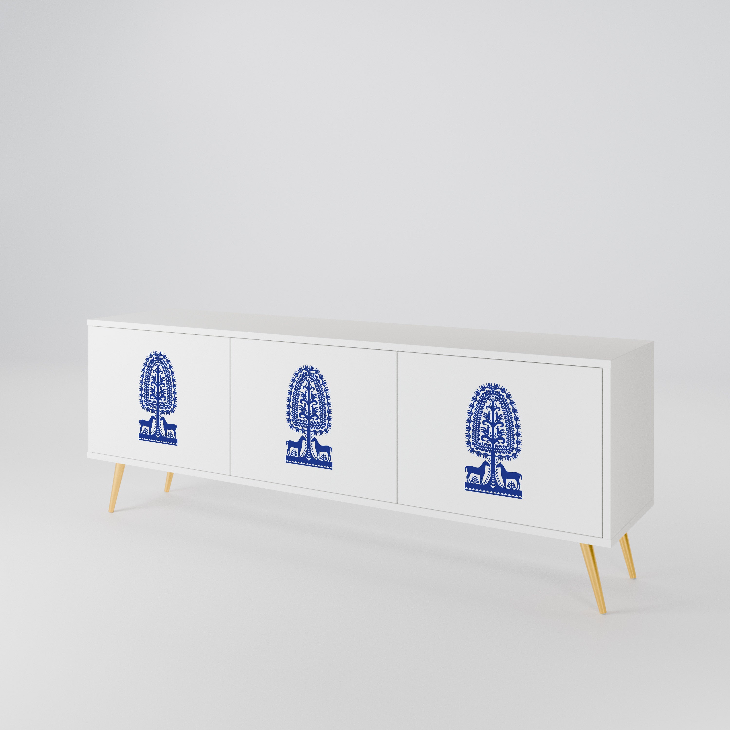 POLISH FOLK ART 3-Door TV Cabinet