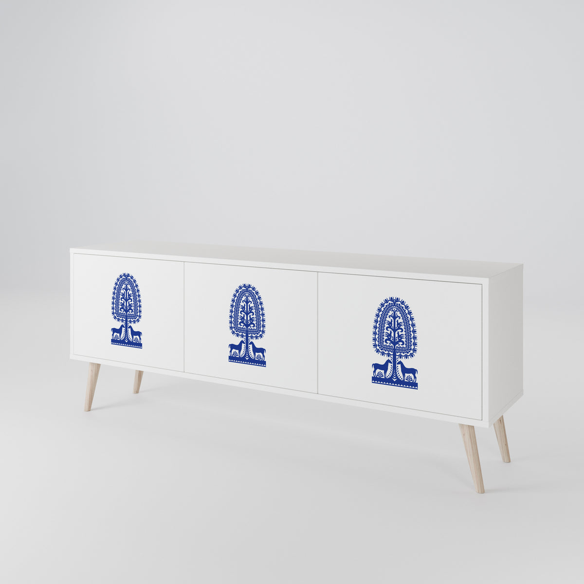 POLISH FOLK ART Mueble de TV de 3 Puertas
