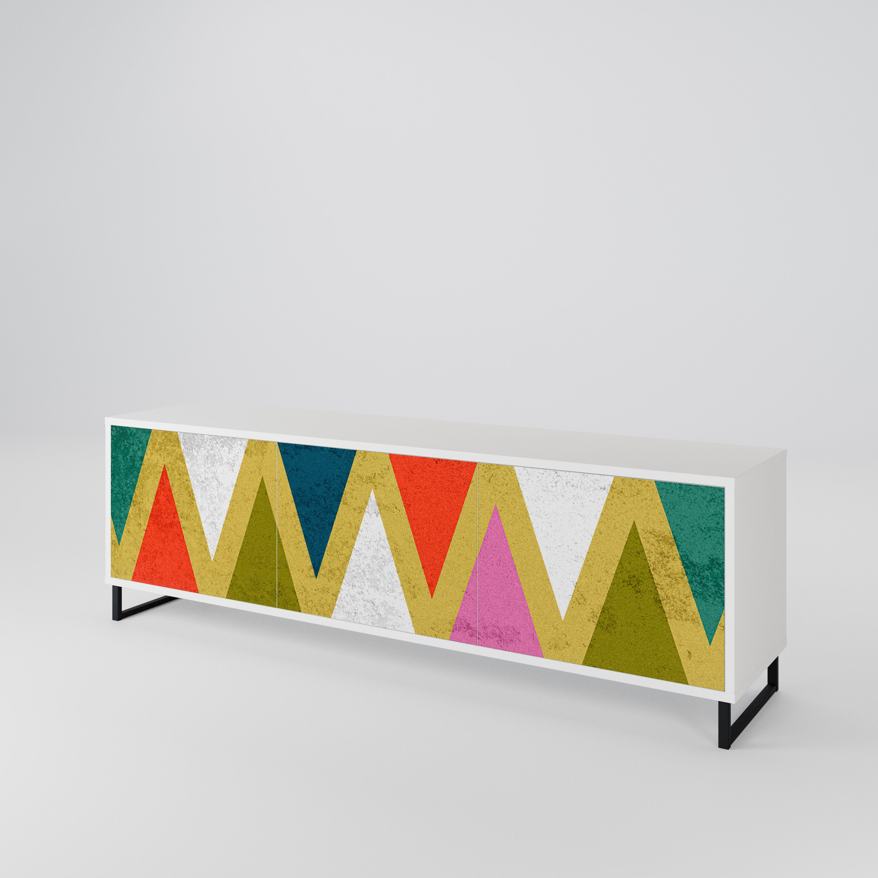 COLORFUL TRIANGLES Mueble de TV de 3 Puertas