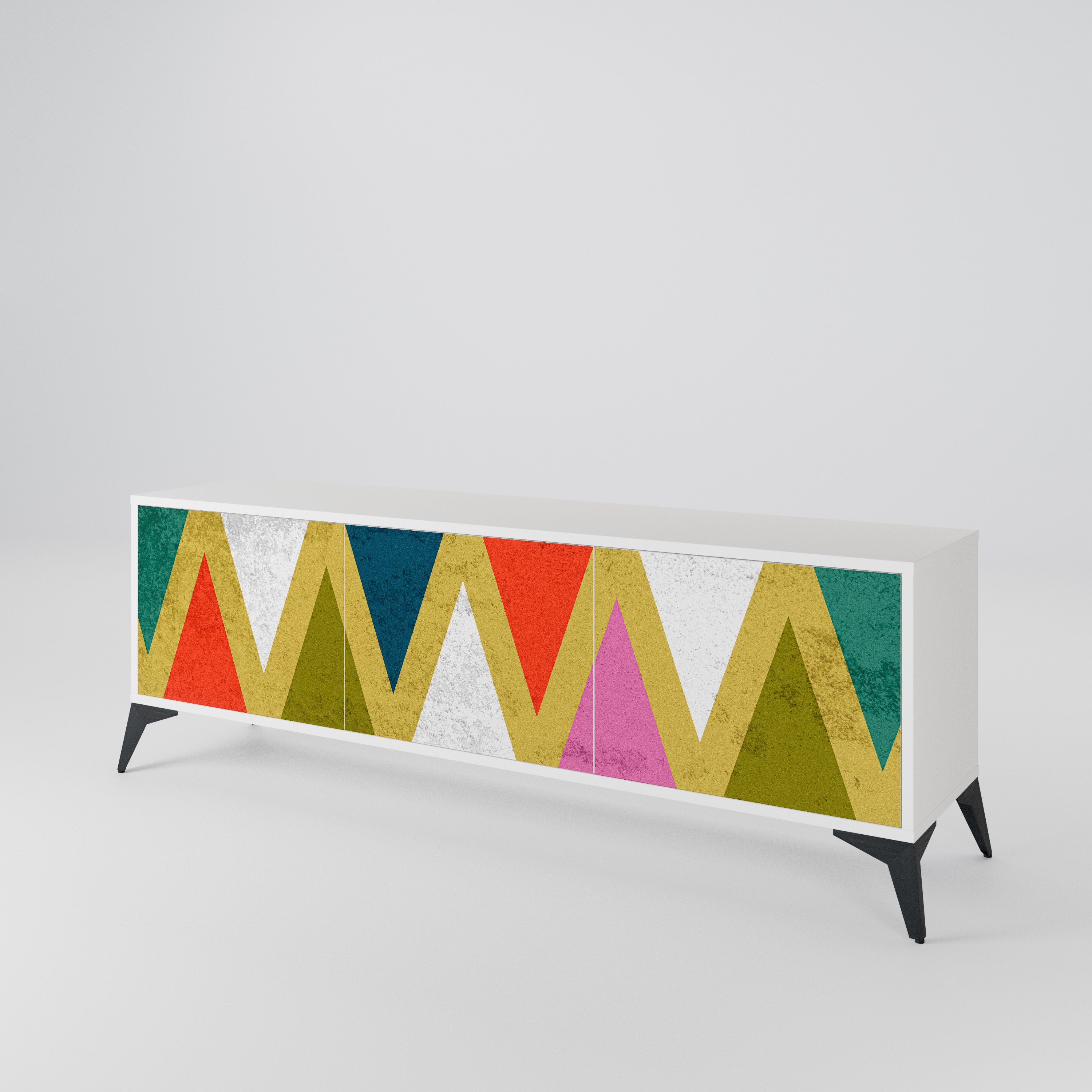 COLORFUL TRIANGLES Mueble de TV de 3 Puertas