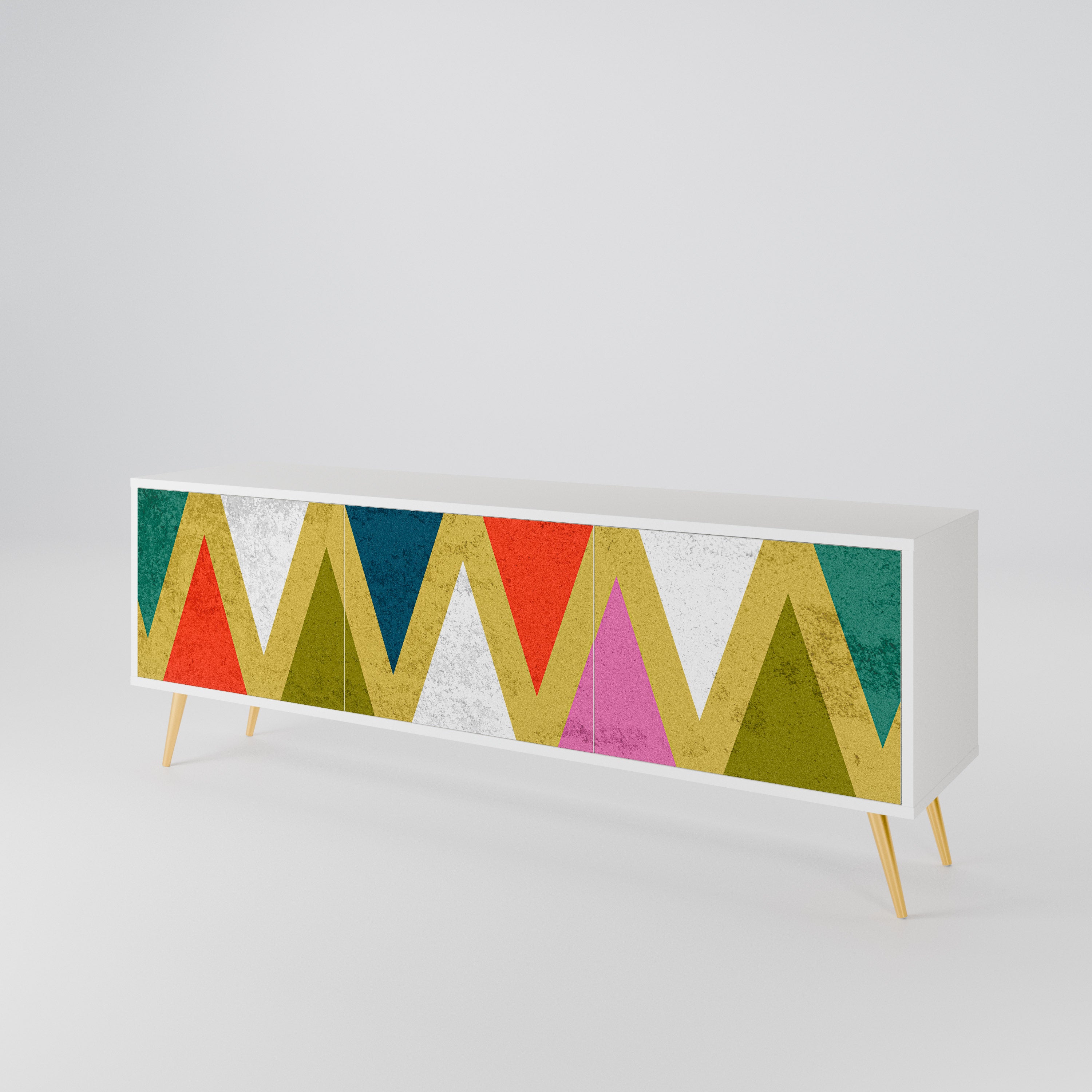 COLORFUL TRIANGLES Mueble de TV de 3 Puertas