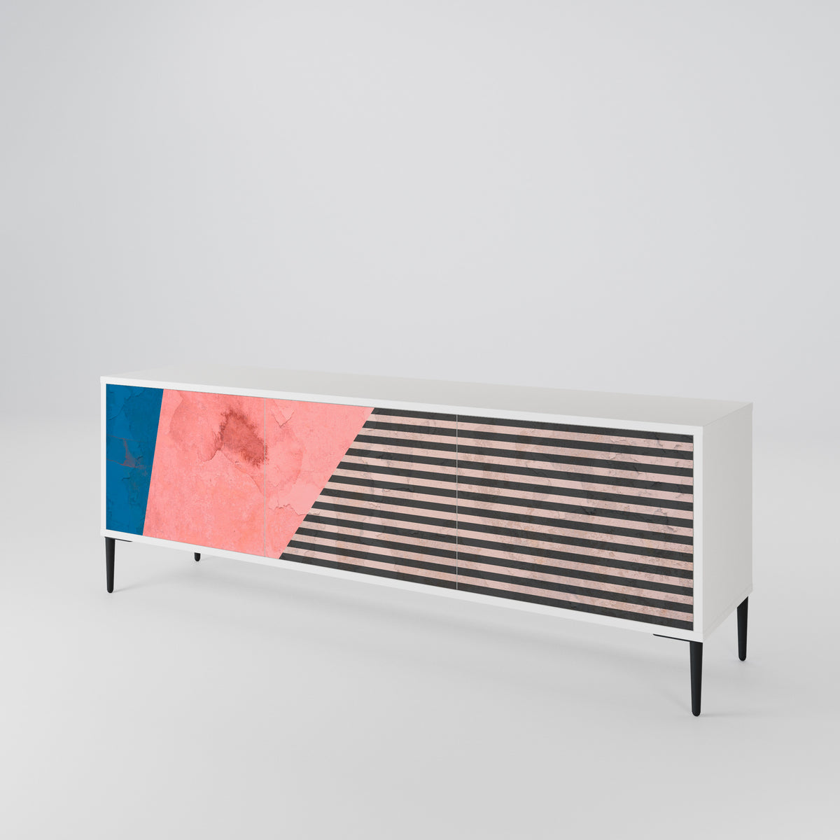 GLAMOROUS STRIPE Mueble de TV de 3 Puertas