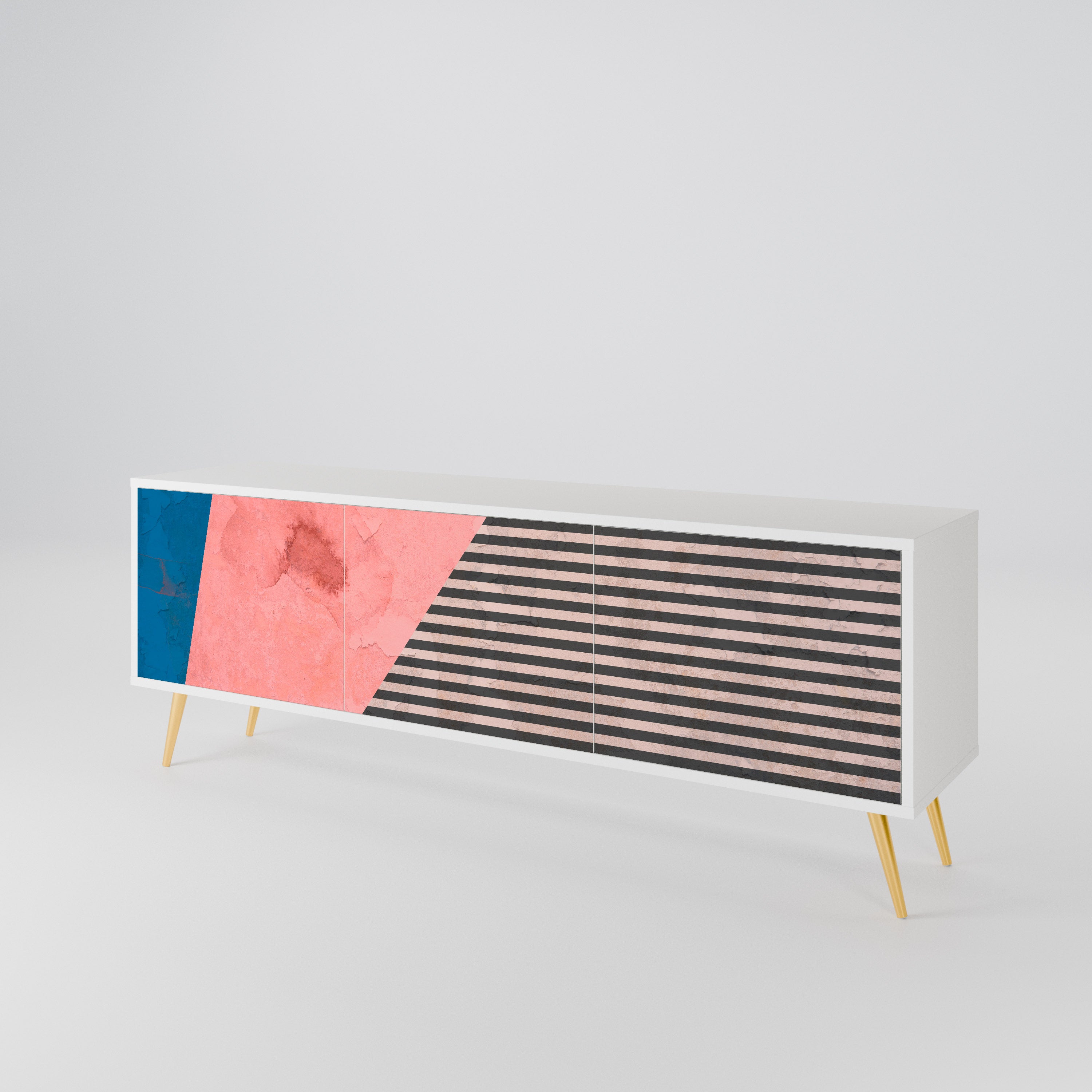 GLAMOROUS STRIPE Mueble de TV de 3 Puertas
