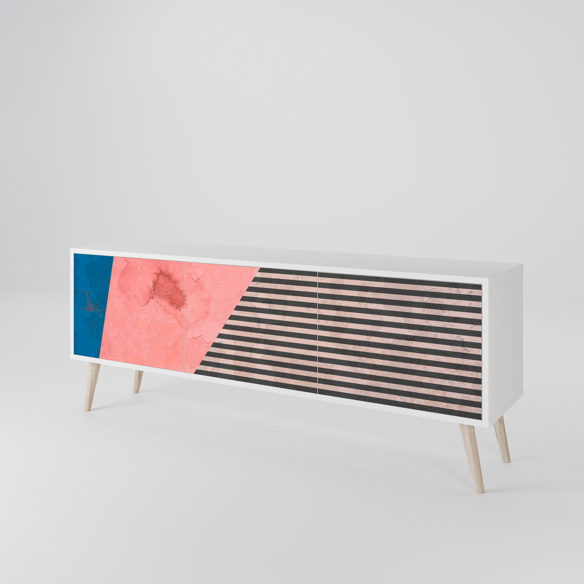 GLAMOROUS STRIPE Mueble de TV de 3 Puertas
