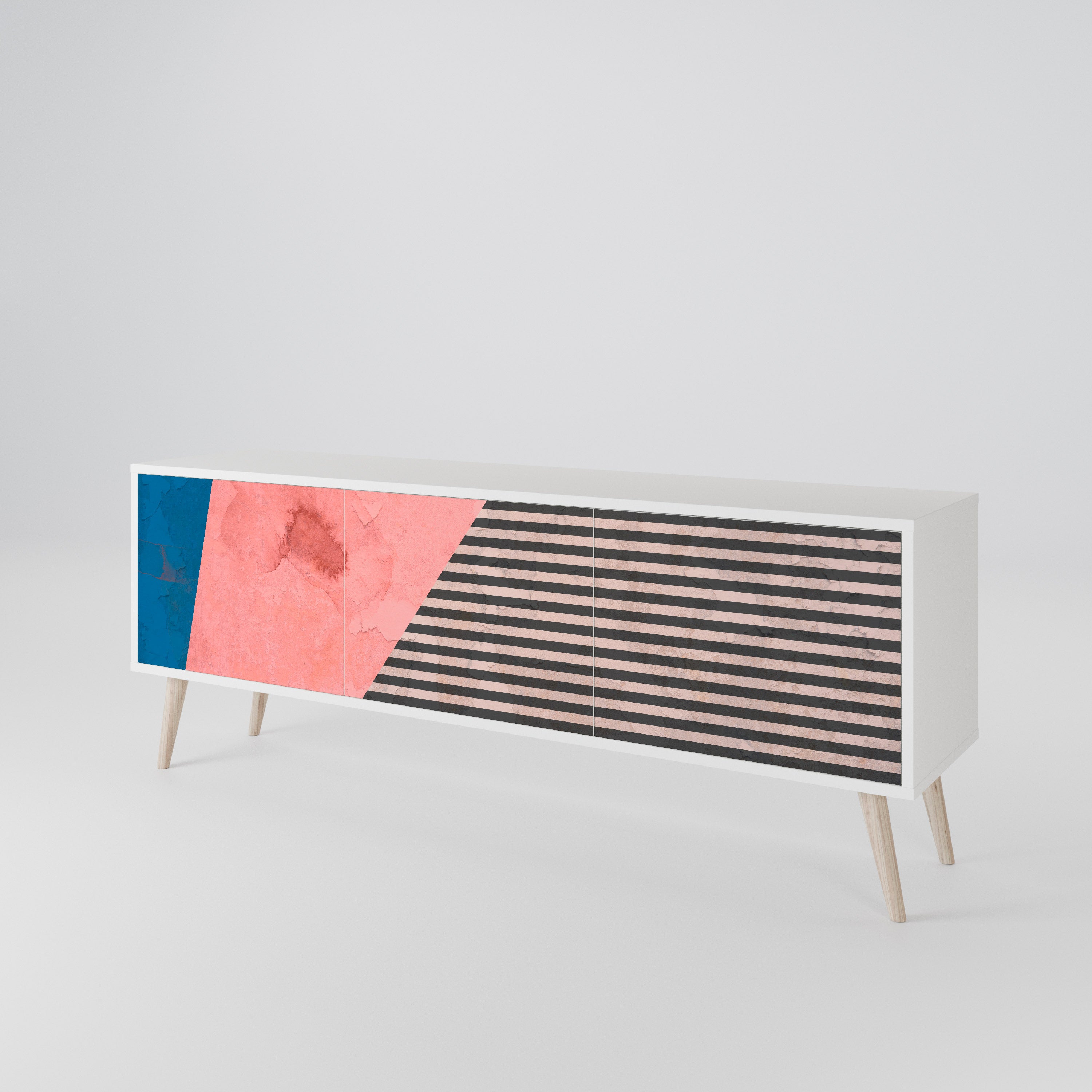 GLAMOROUS STRIPE Mueble de TV de 3 Puertas