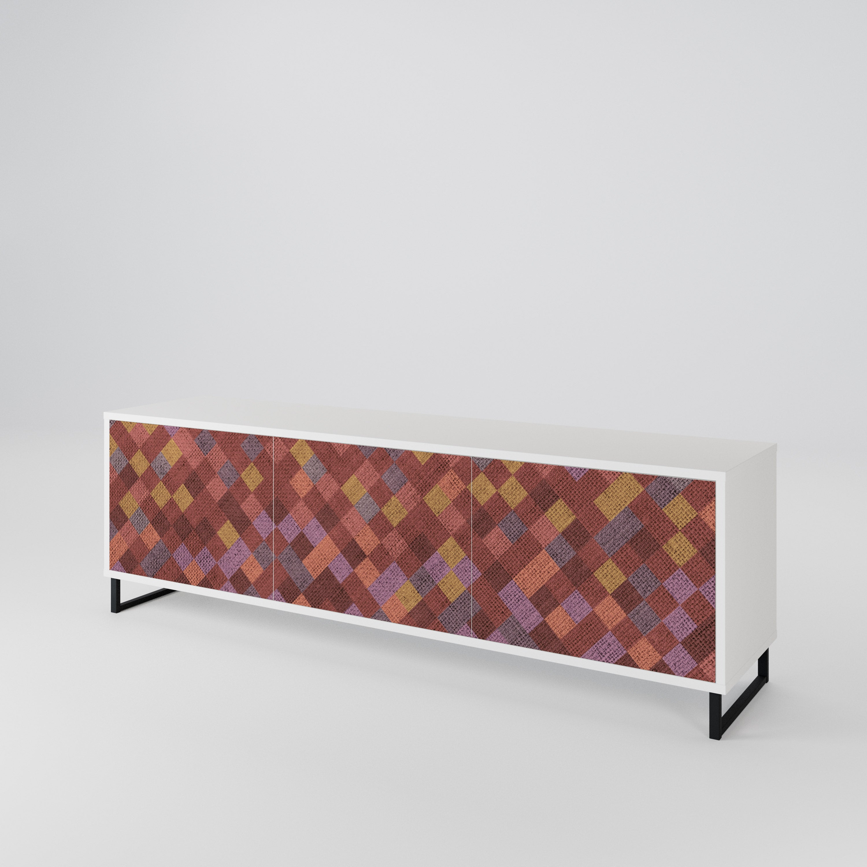 PAINTED SQUARES Mueble de TV de 3 Puertas