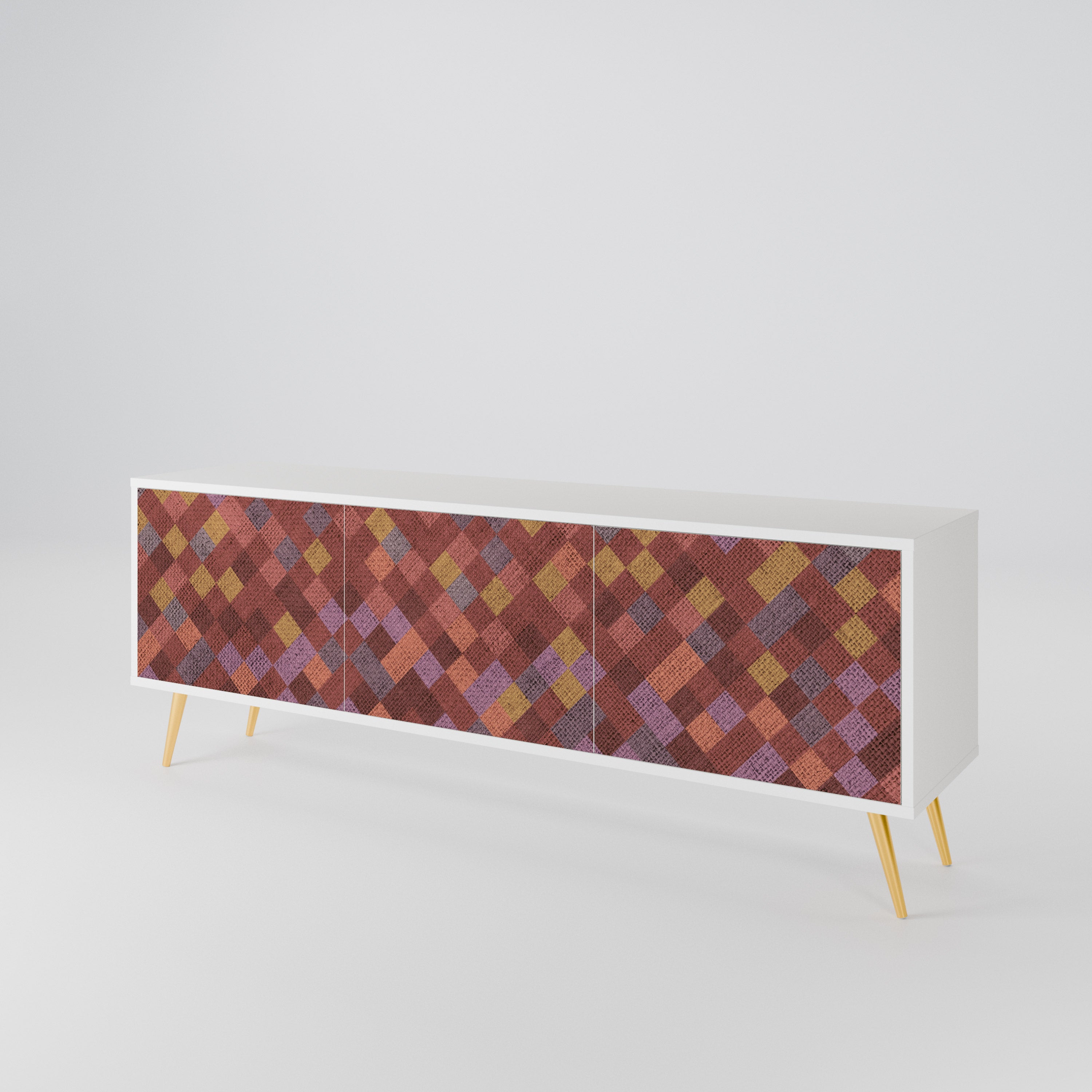 PAINTED SQUARES Mueble de TV de 3 Puertas
