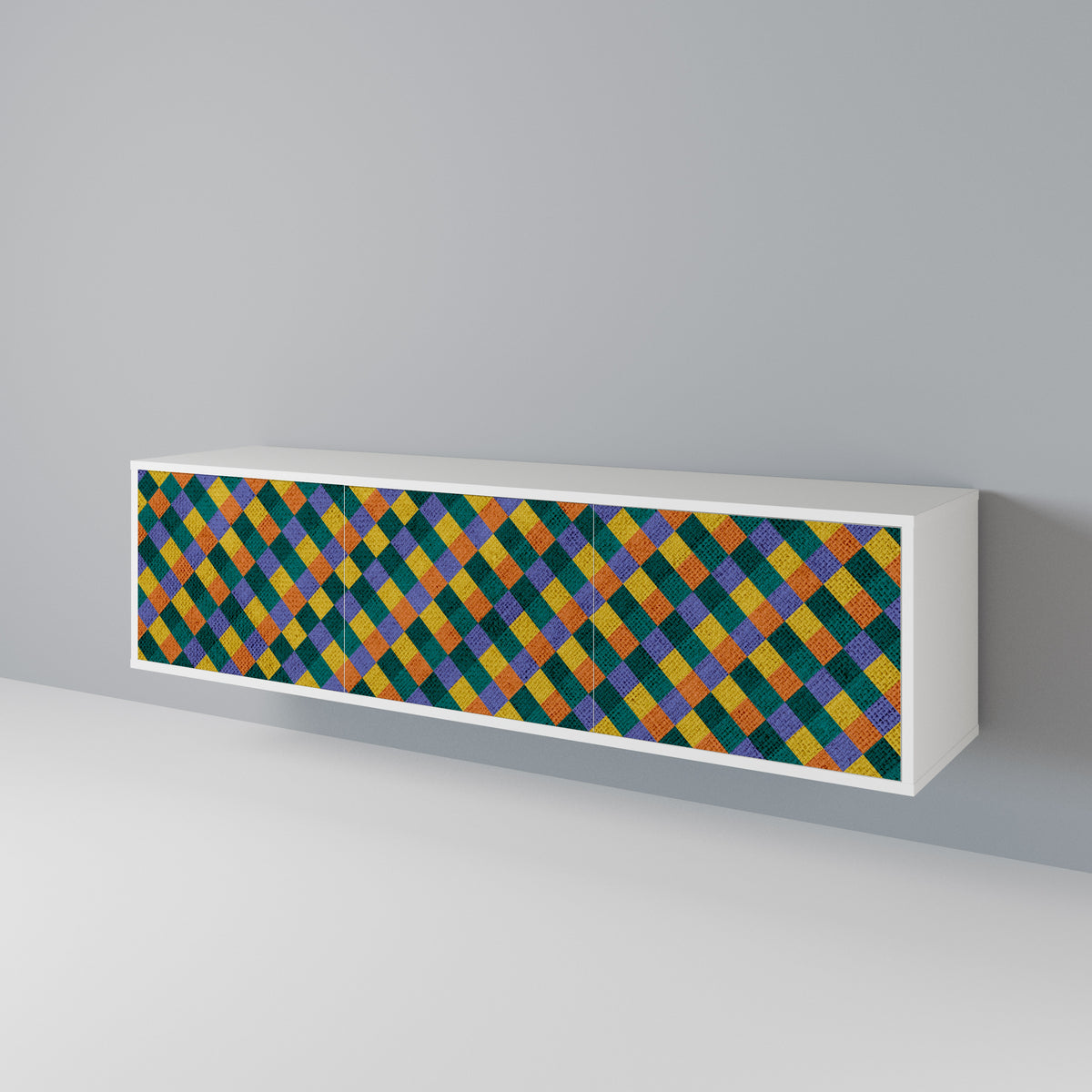 PAINTED SQUARES MIX Mueble de TV de 3 Puertas