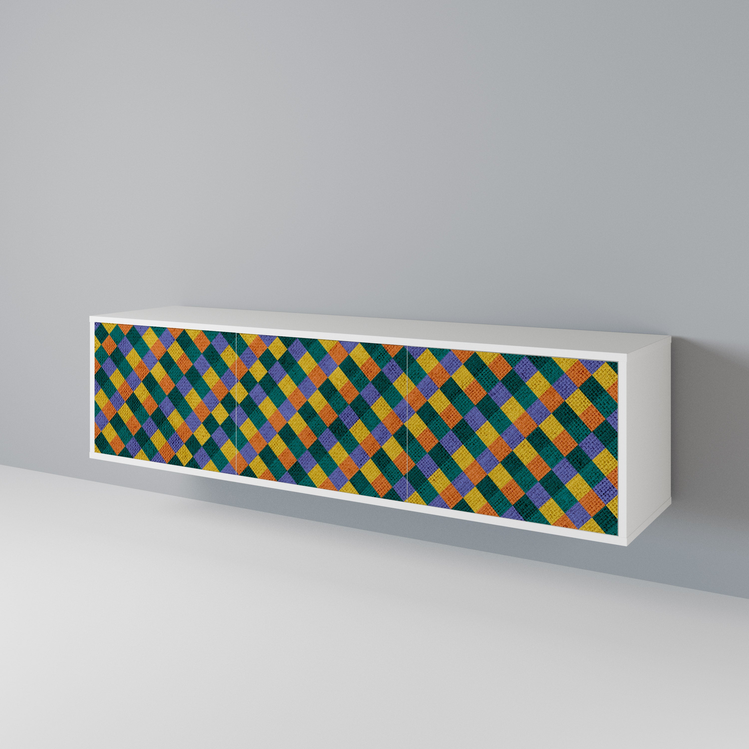 PAINTED SQUARES MIX Mueble de TV de 3 Puertas