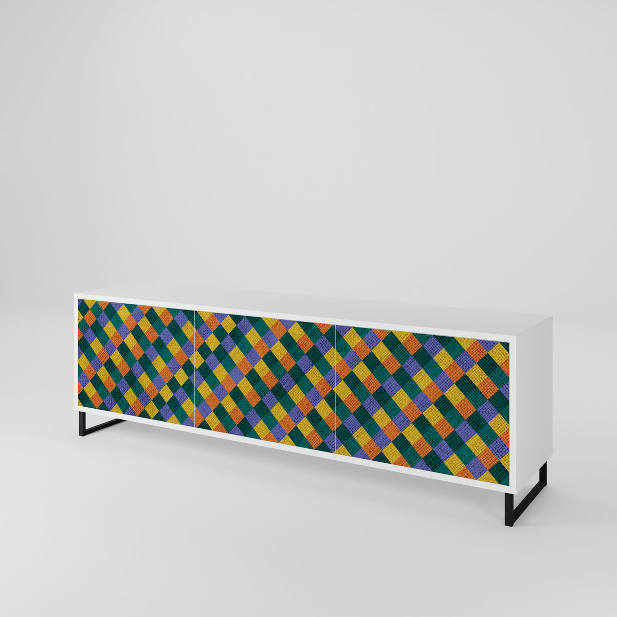 PAINTED SQUARES MIX Mueble de TV de 3 Puertas
