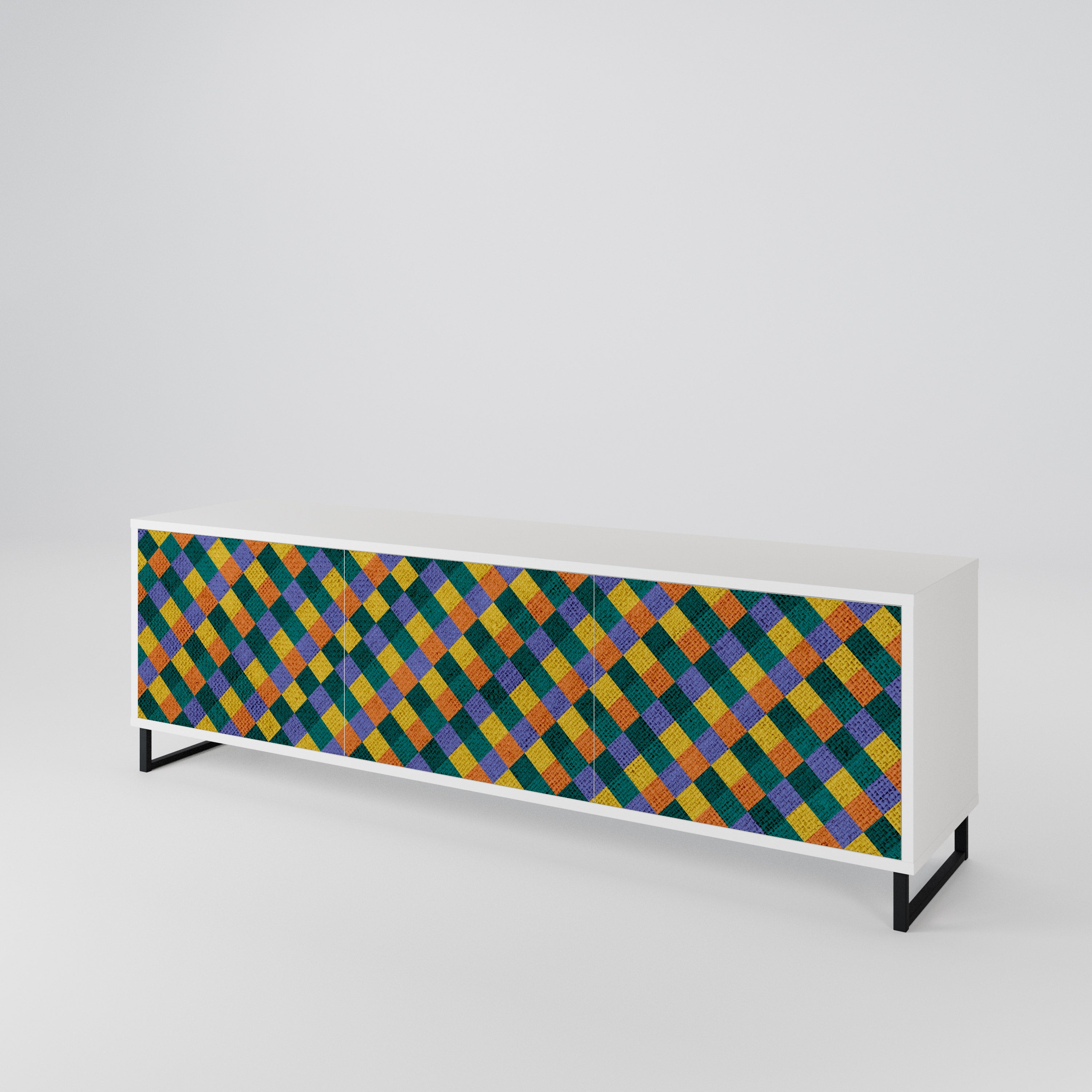 PAINTED SQUARES MIX Mueble de TV de 3 Puertas